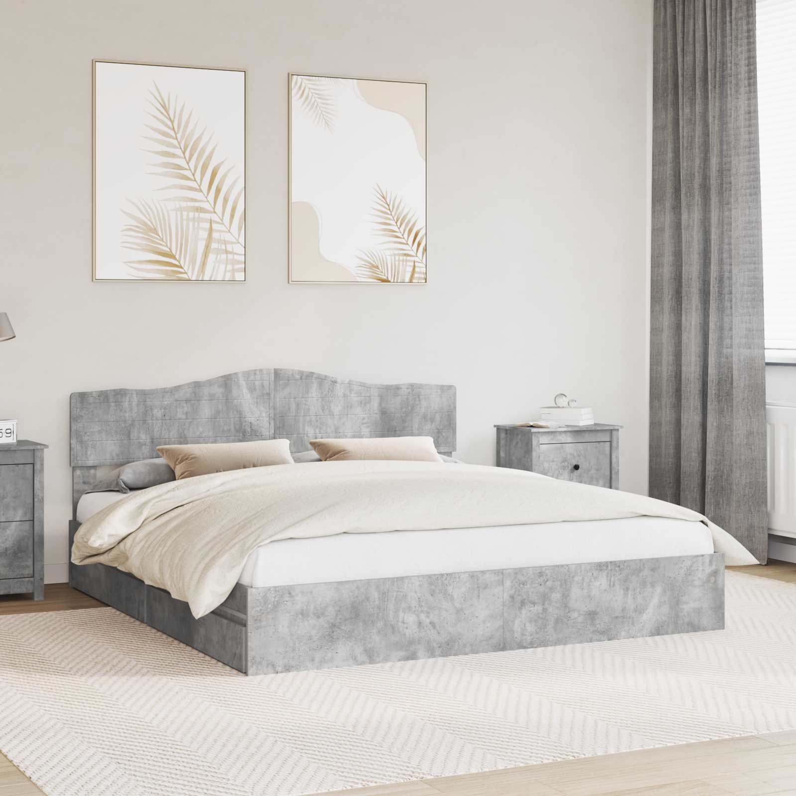 vidaXL Opslag bed met hoofdeinde Wit 200 x 200 cm Bewerkt hout