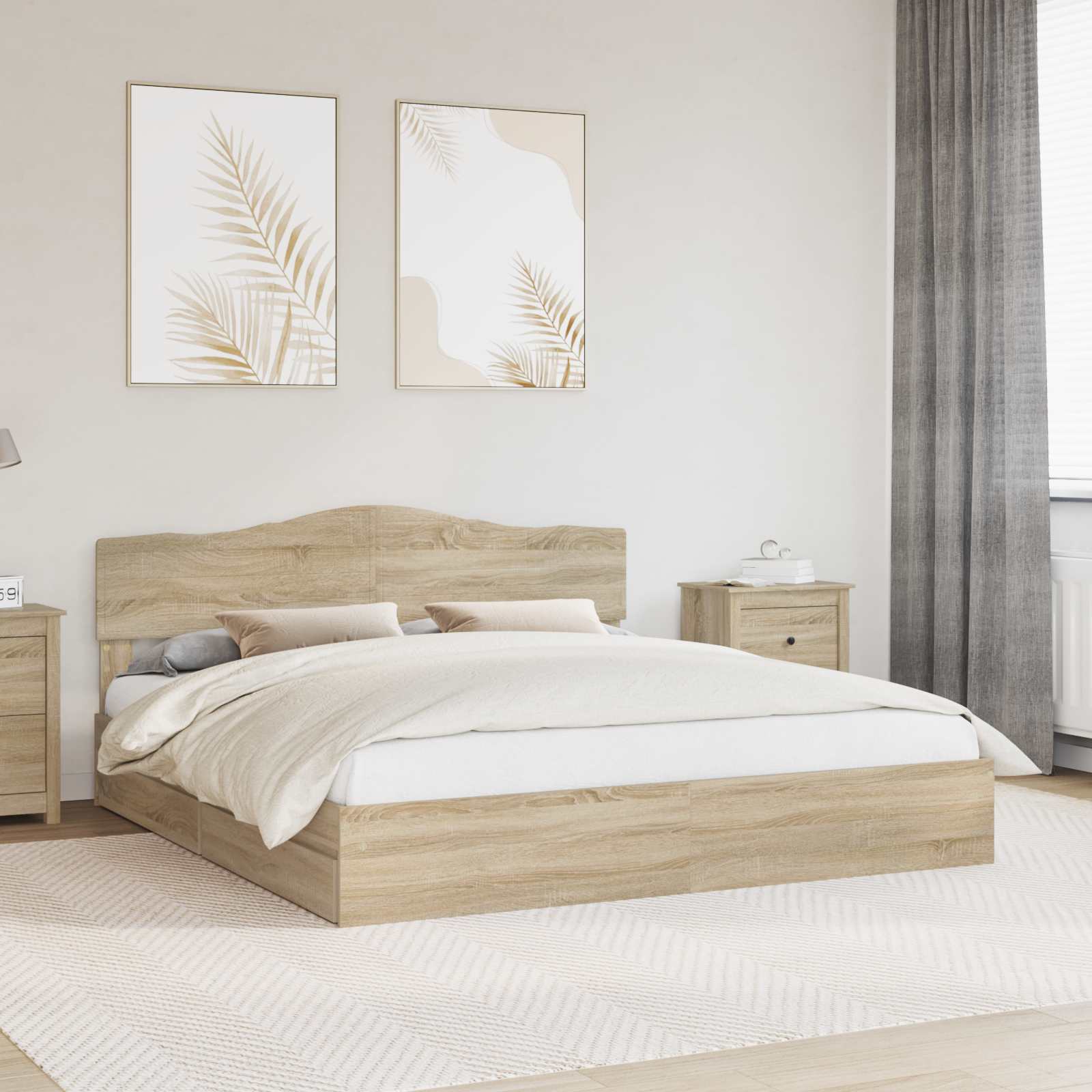 vidaXL Opslag bed met hoofdeinde Wit 200 x 200 cm Bewerkt hout