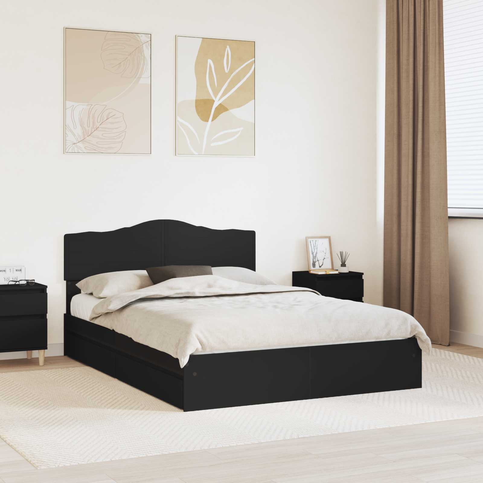 vidaXL Opslag bed met hoofdeinde Wit 200 x 200 cm Bewerkt hout