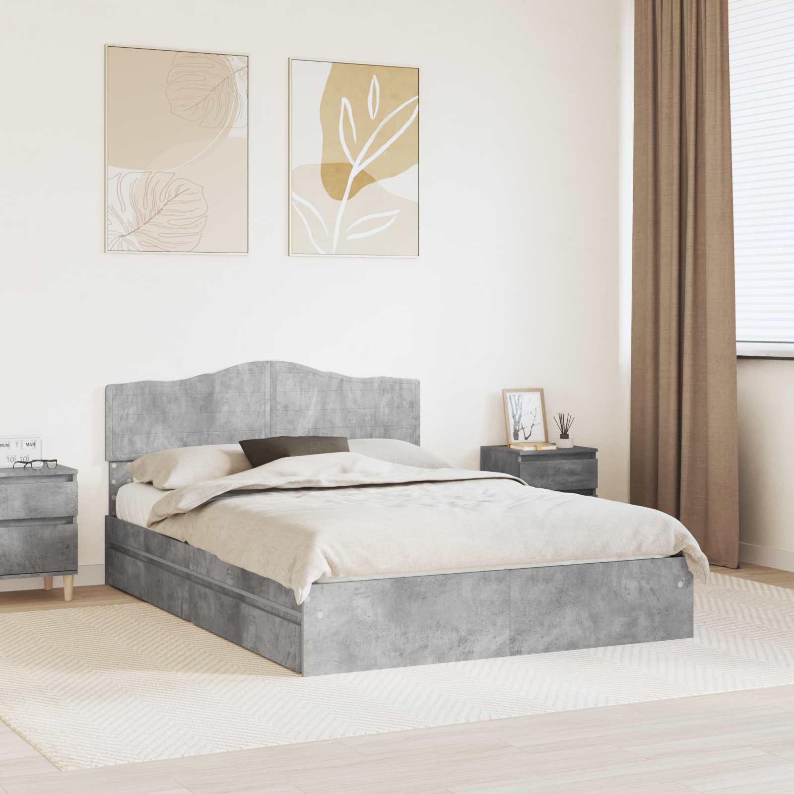 vidaXL Opslag bed met hoofdeinde Wit 200 x 200 cm Bewerkt hout