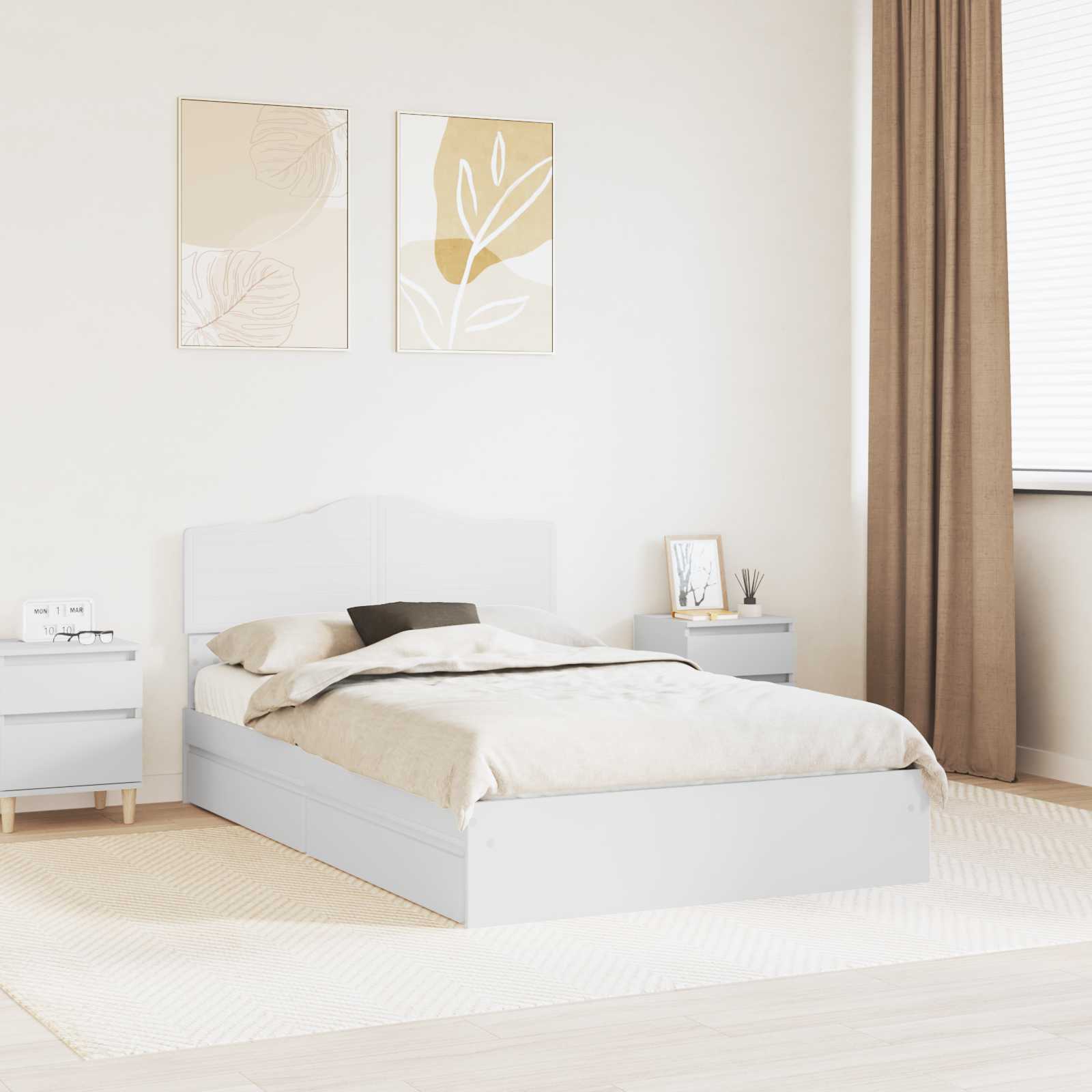 vidaXL Opslag bed met hoofdeinde Wit 200 x 200 cm Bewerkt hout