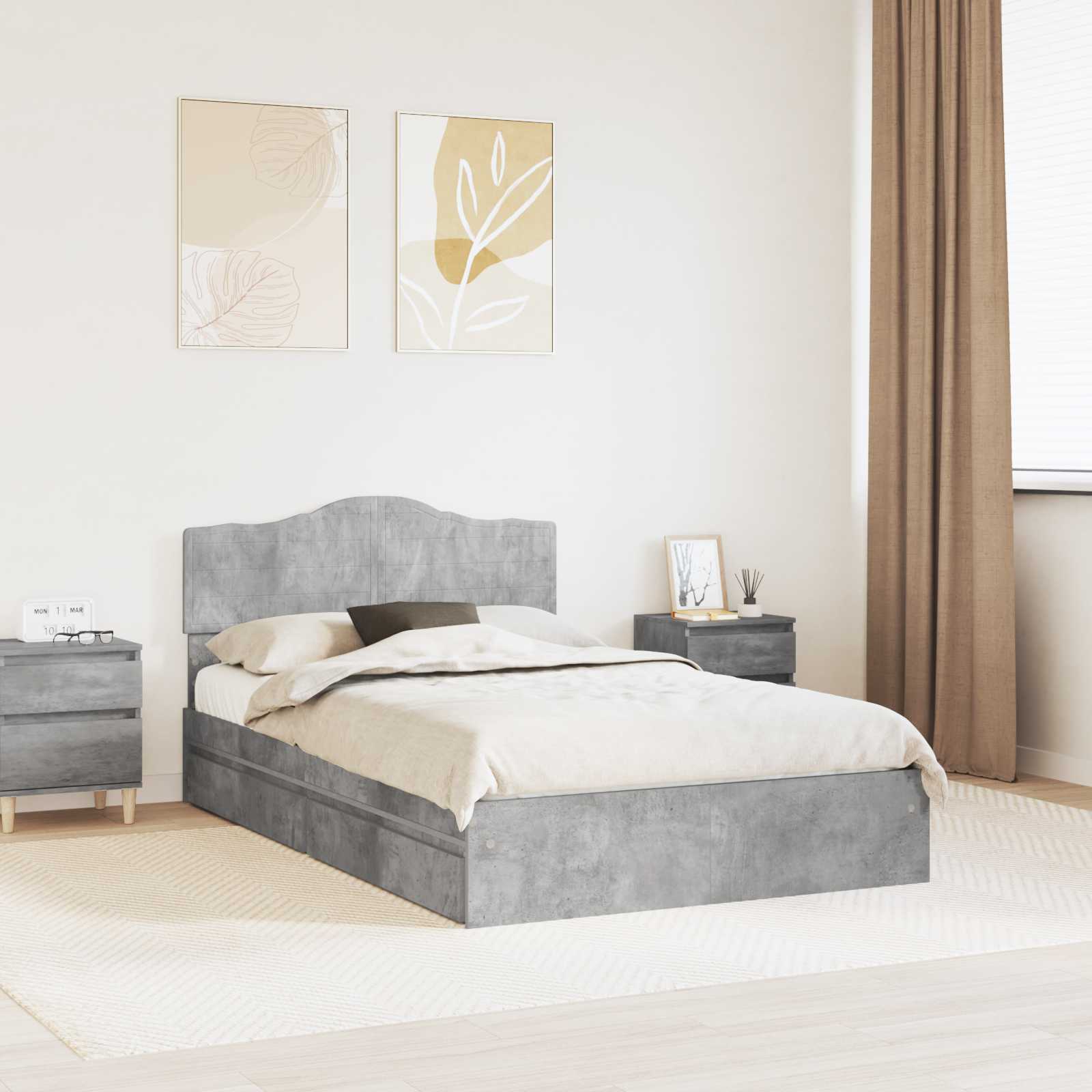vidaXL Opslag bed met hoofdeinde Wit 200 x 200 cm Bewerkt hout
