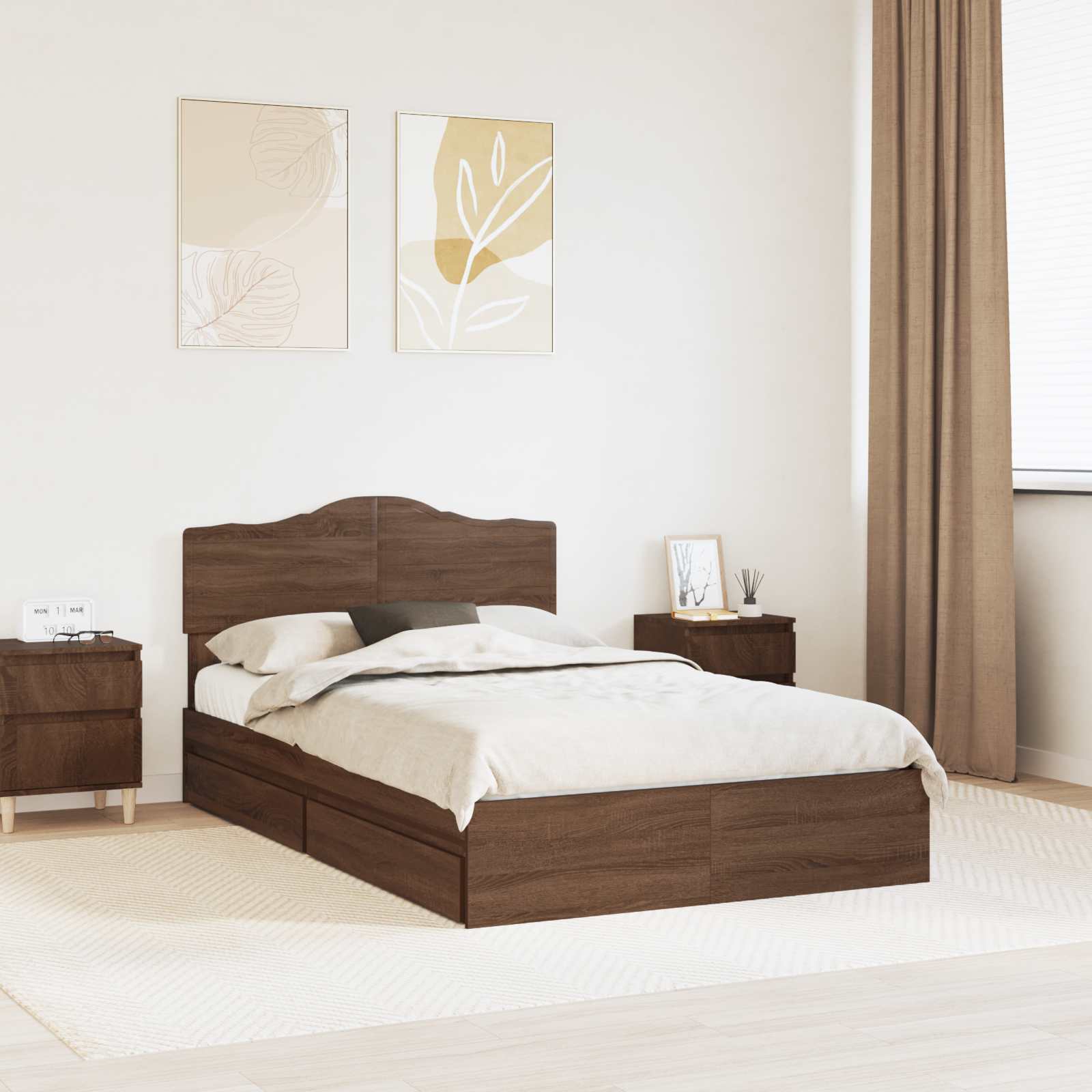 vidaXL Opslag bed met hoofdeinde Wit 200 x 200 cm Bewerkt hout