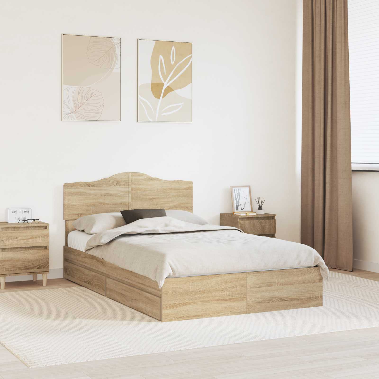 vidaXL Opslag bed met hoofdeinde Wit 200 x 200 cm Bewerkt hout