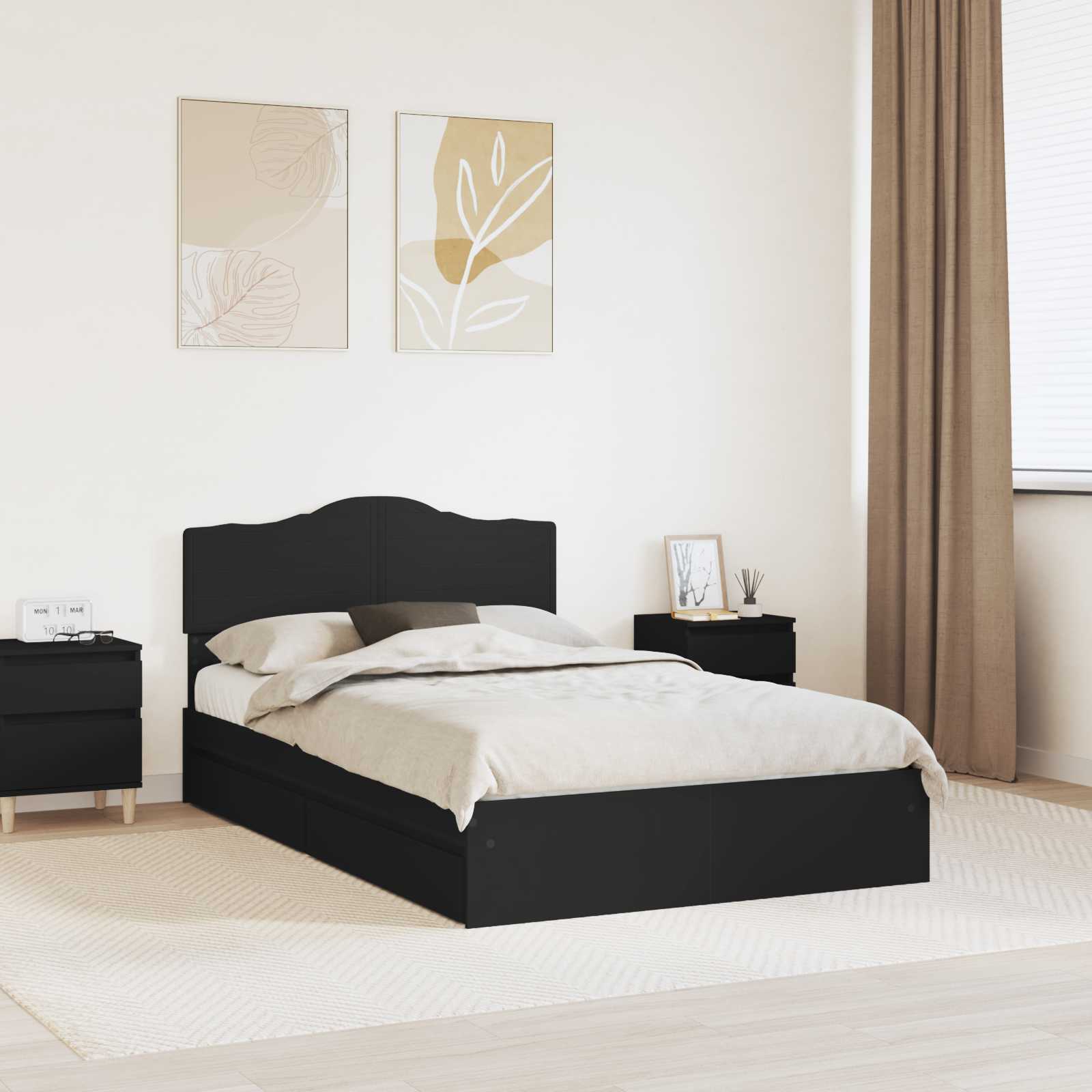 vidaXL Opslag bed met hoofdeinde Wit 200 x 200 cm Bewerkt hout