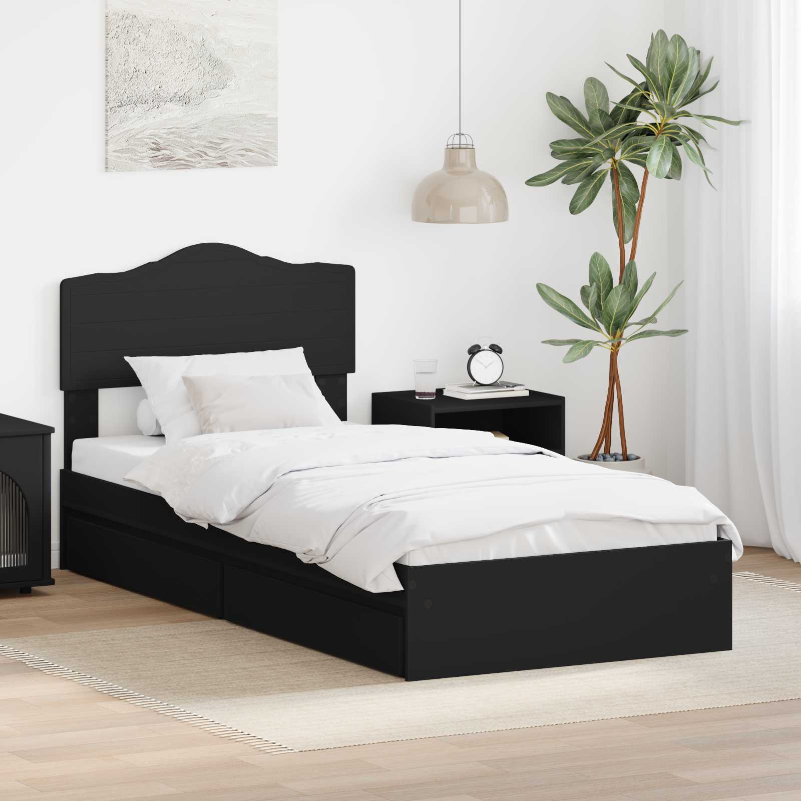 vidaXL Opslag bed met hoofdeinde Wit 200 x 200 cm Bewerkt hout