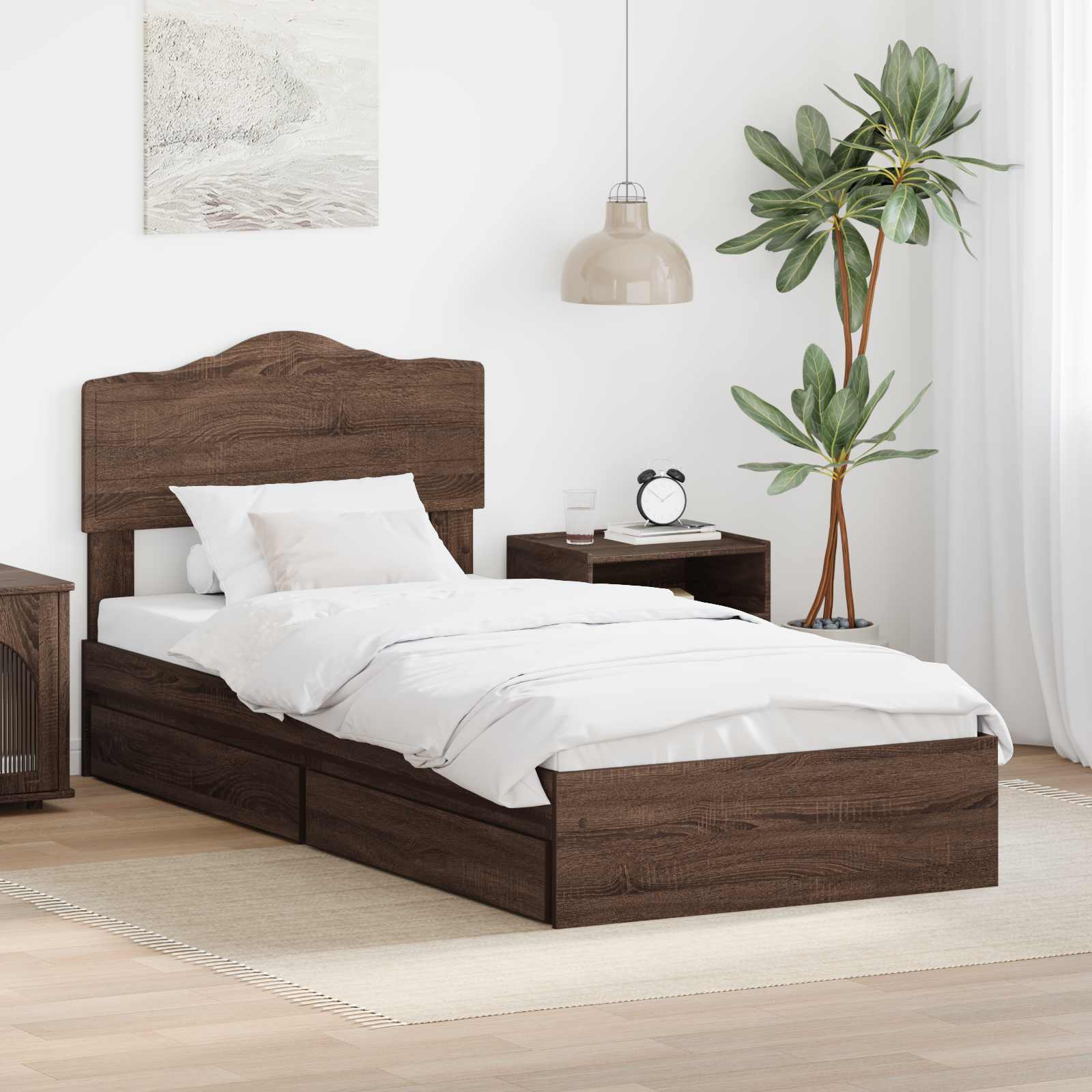 vidaXL Opslag bed met hoofdeinde Wit 200 x 200 cm Bewerkt hout