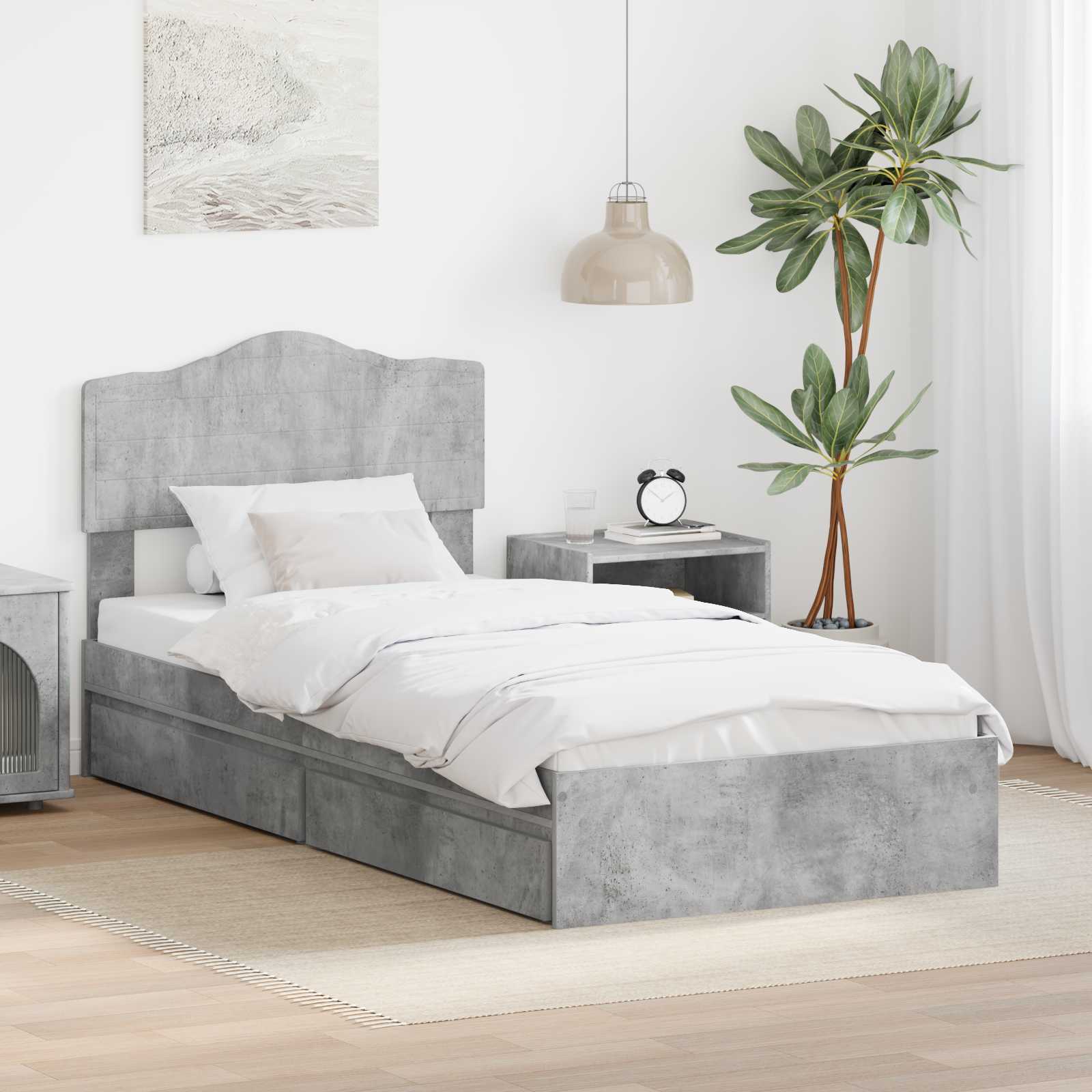 vidaXL Opslag bed met hoofdeinde Wit 200 x 200 cm Bewerkt hout
