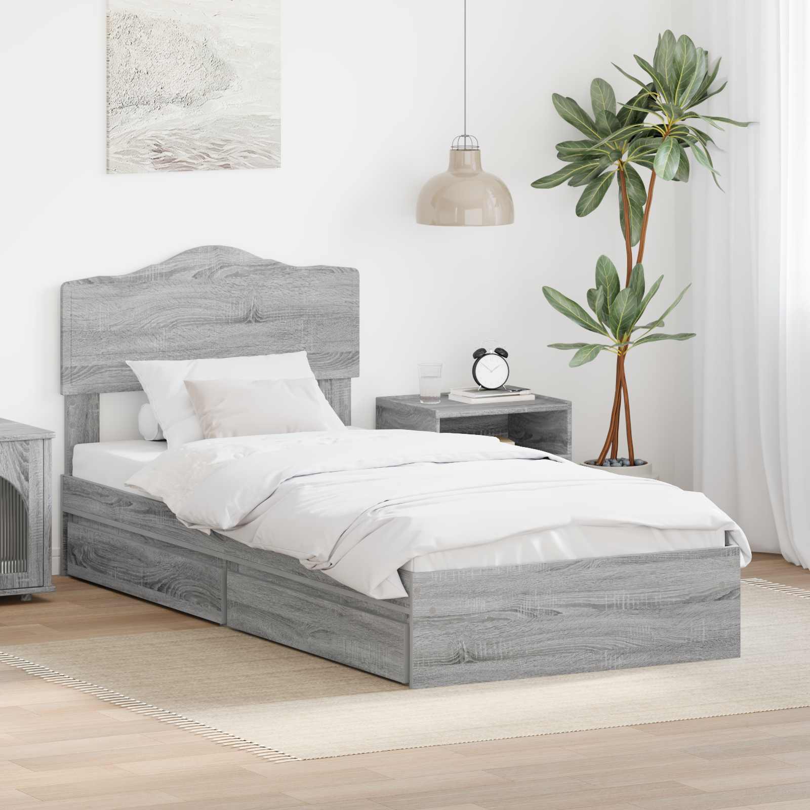 vidaXL Opslag bed met hoofdeinde Wit 200 x 200 cm Bewerkt hout