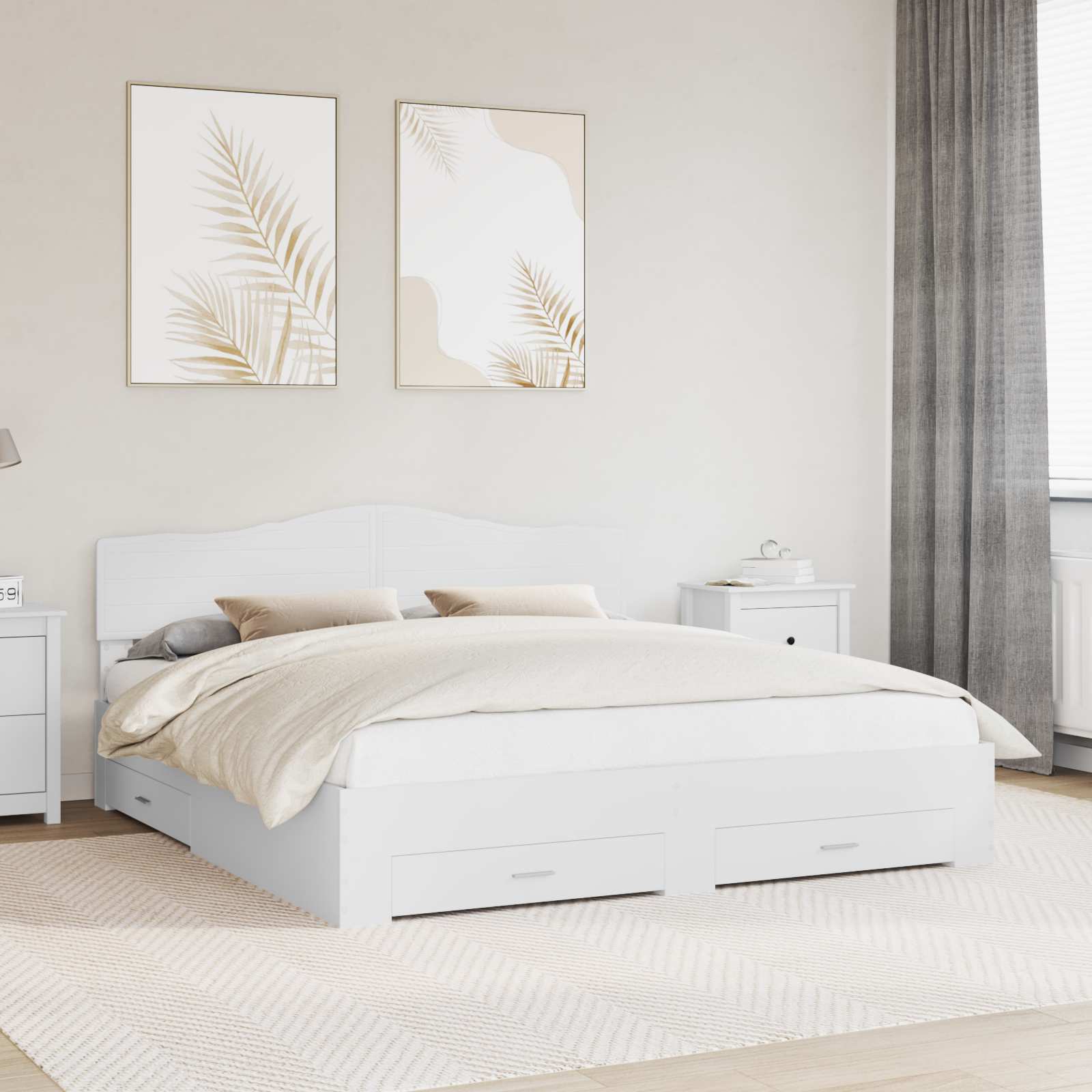 vidaXL Bedframe met lade met opslag Zwart 200 x 200 cm Bewerkt hout