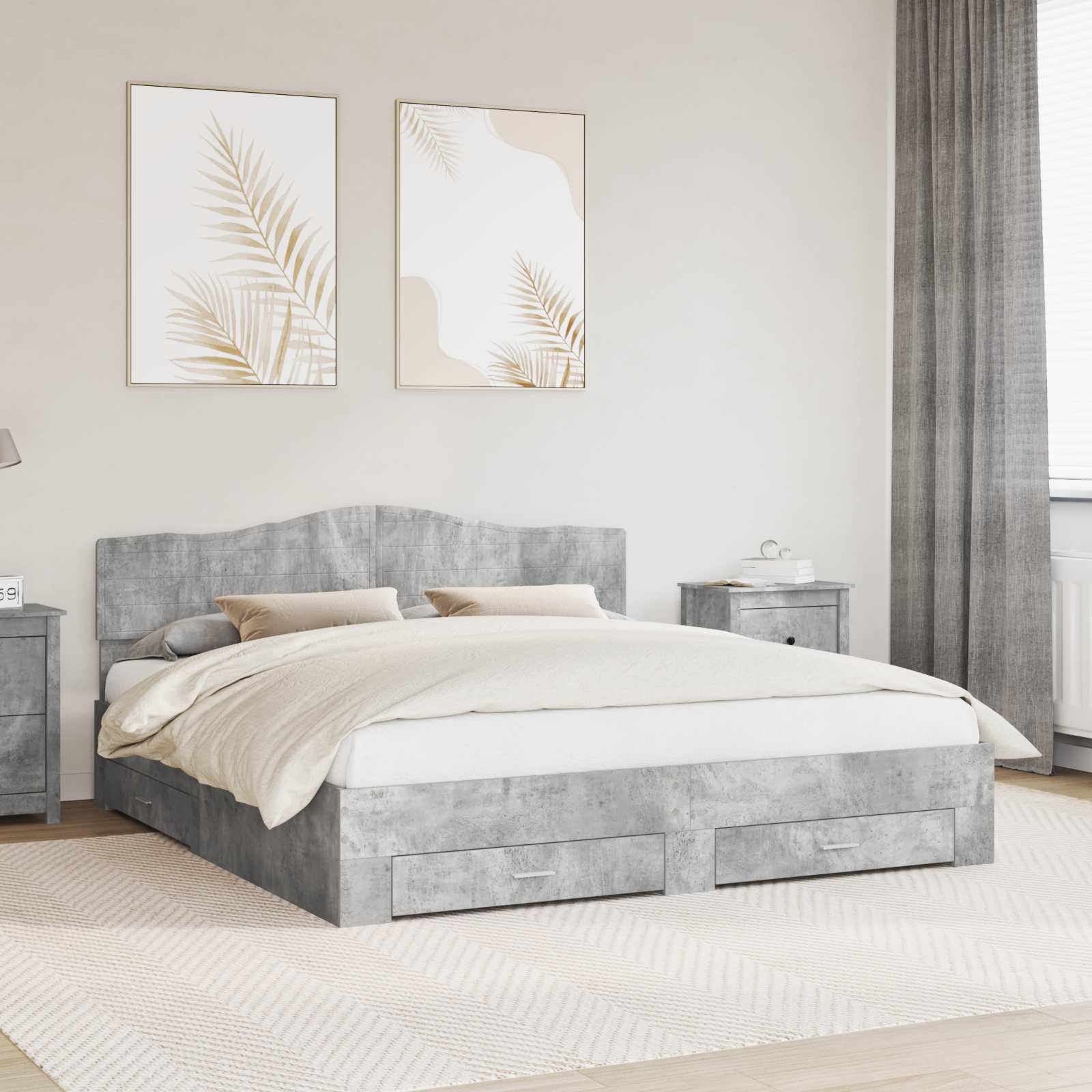 vidaXL Bedframe met lade met opslag Zwart 200 x 200 cm Bewerkt hout
