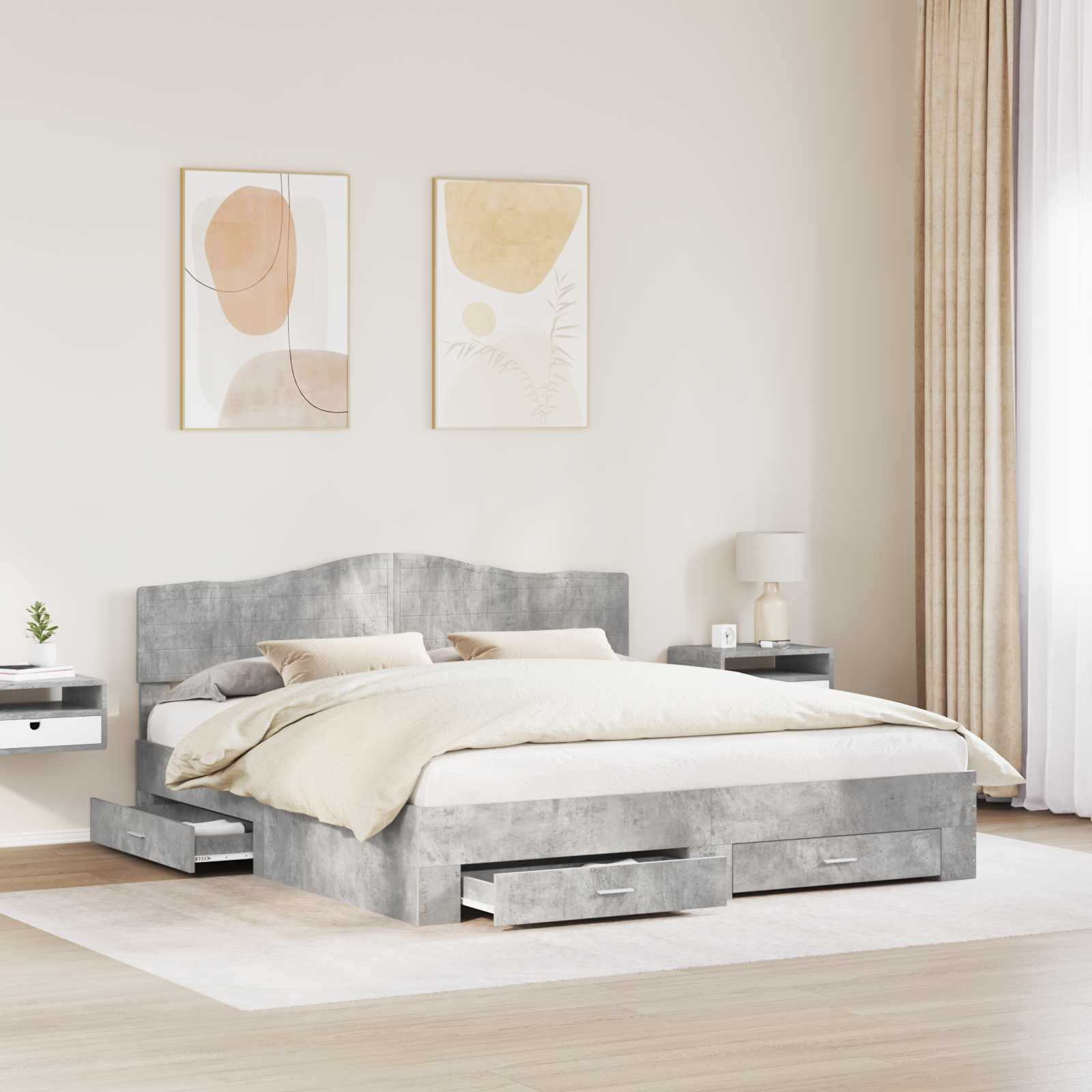 vidaXL Bedframe met lade met opslag Zwart 200 x 200 cm Bewerkt hout
