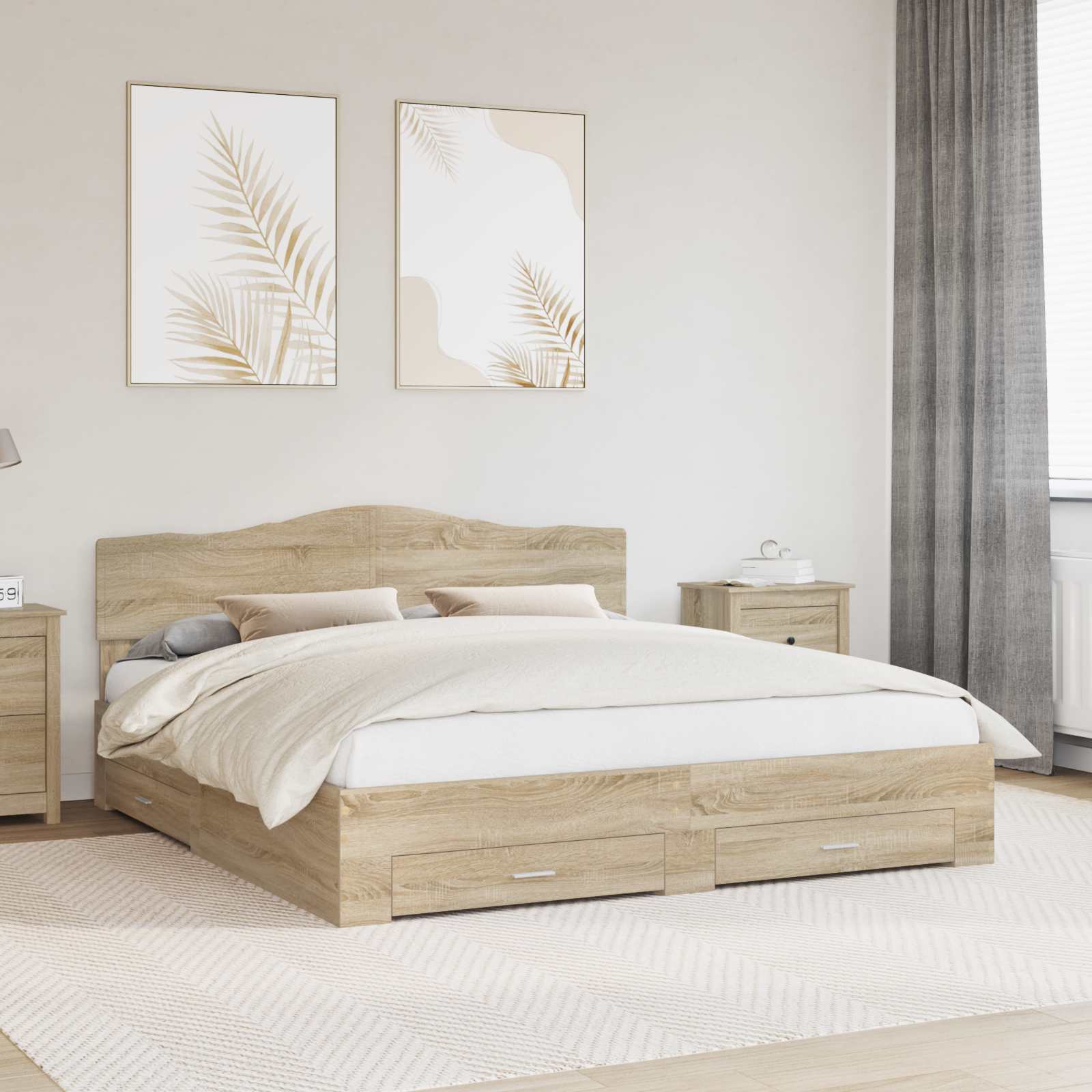 vidaXL Bedframe met lade met opslag Zwart 200 x 200 cm Bewerkt hout