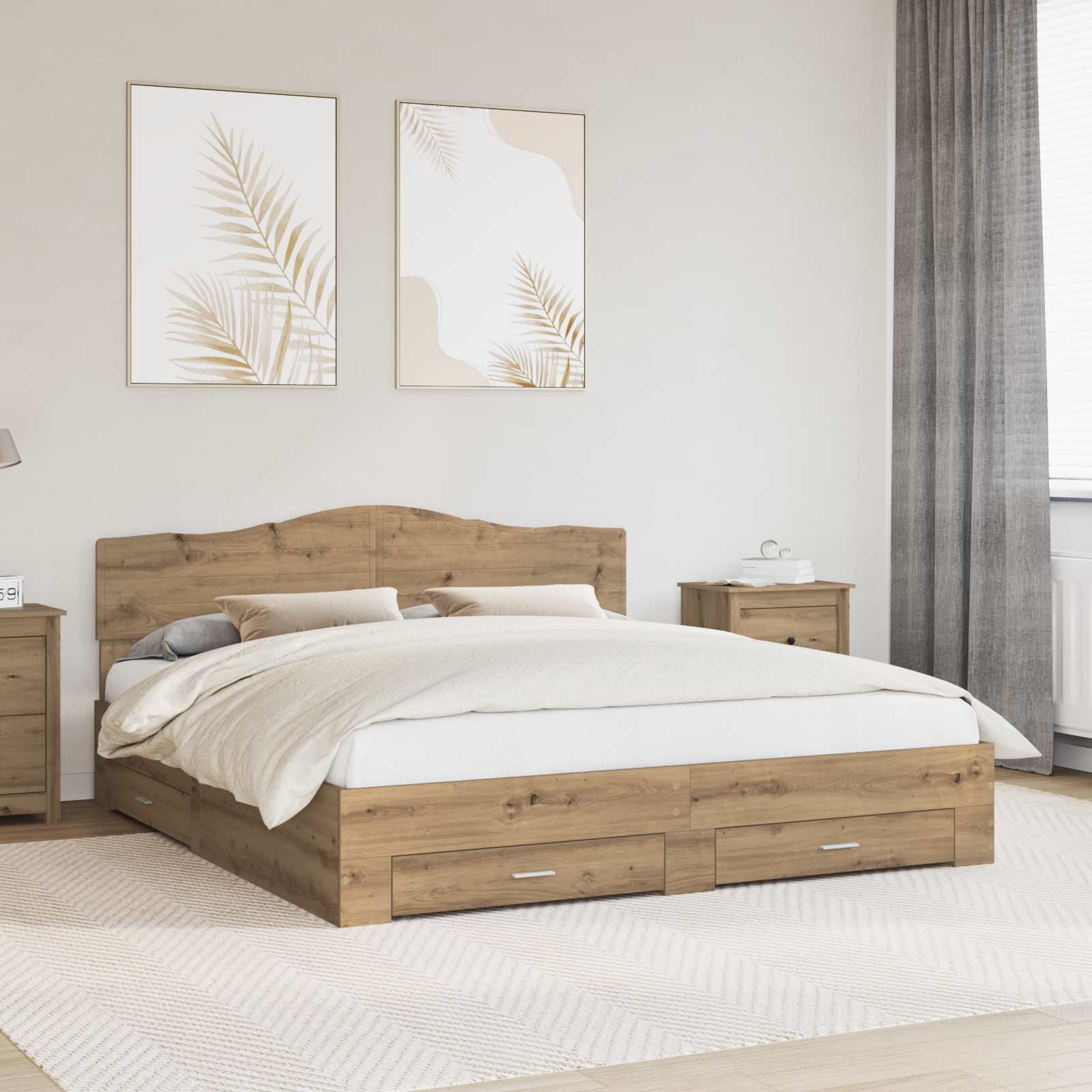 vidaXL Bedframe met lade met opslag Zwart 200 x 200 cm Bewerkt hout