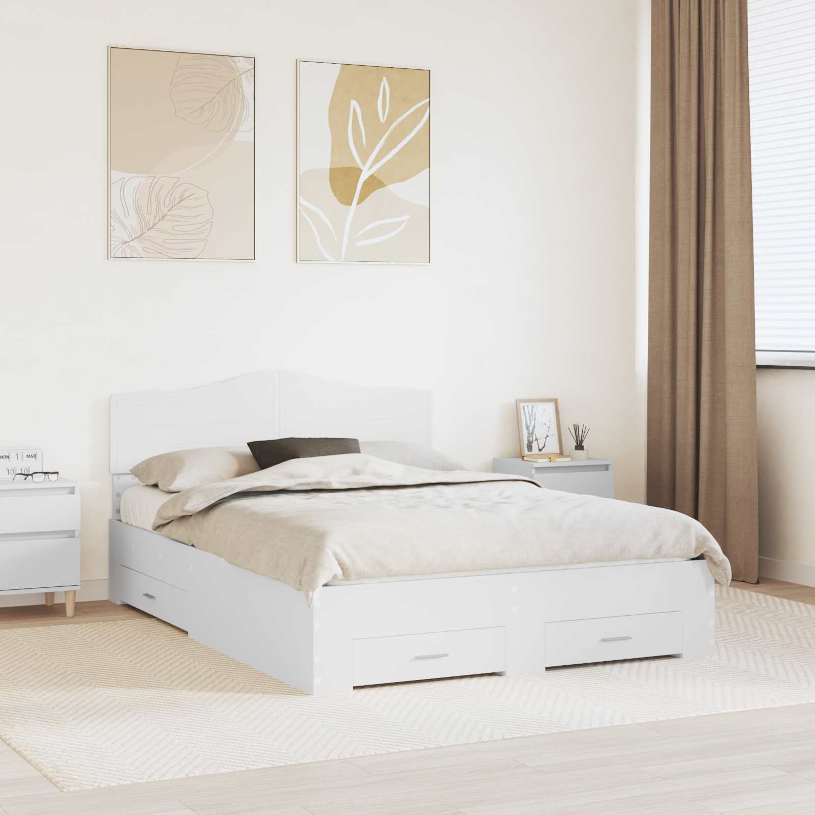 vidaXL Bedframe met lade met opslag Zwart 200 x 200 cm Bewerkt hout