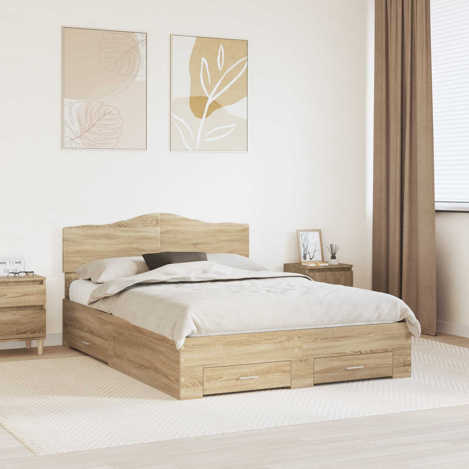 vidaXL Bedframe met lade met opslag Zwart 200 x 200 cm Bewerkt hout