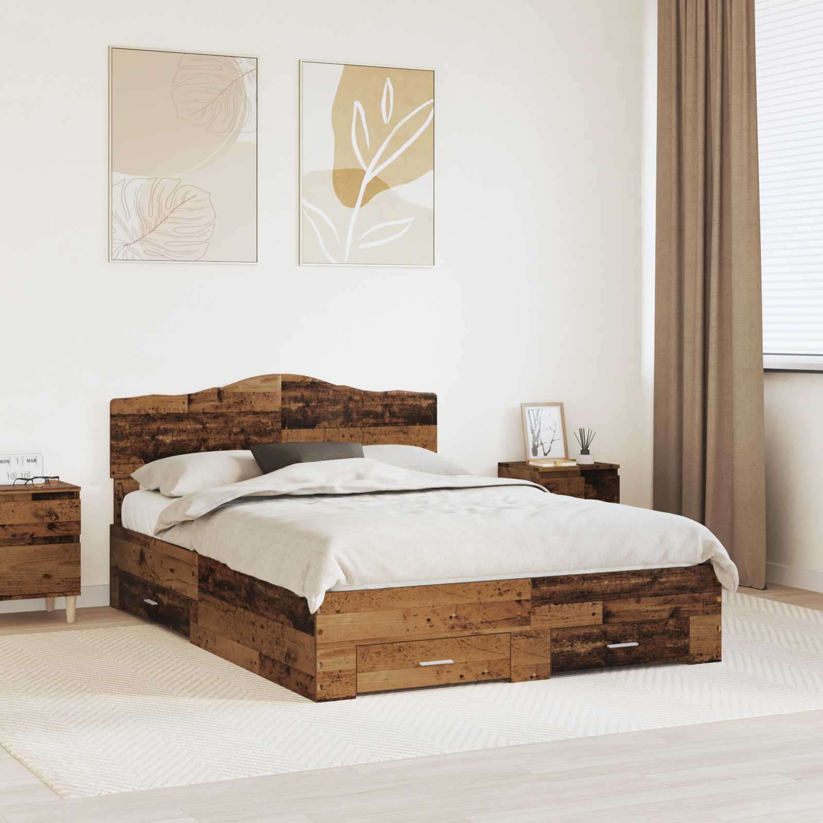 vidaXL Bedframe met lade met opslag Zwart 200 x 200 cm Bewerkt hout