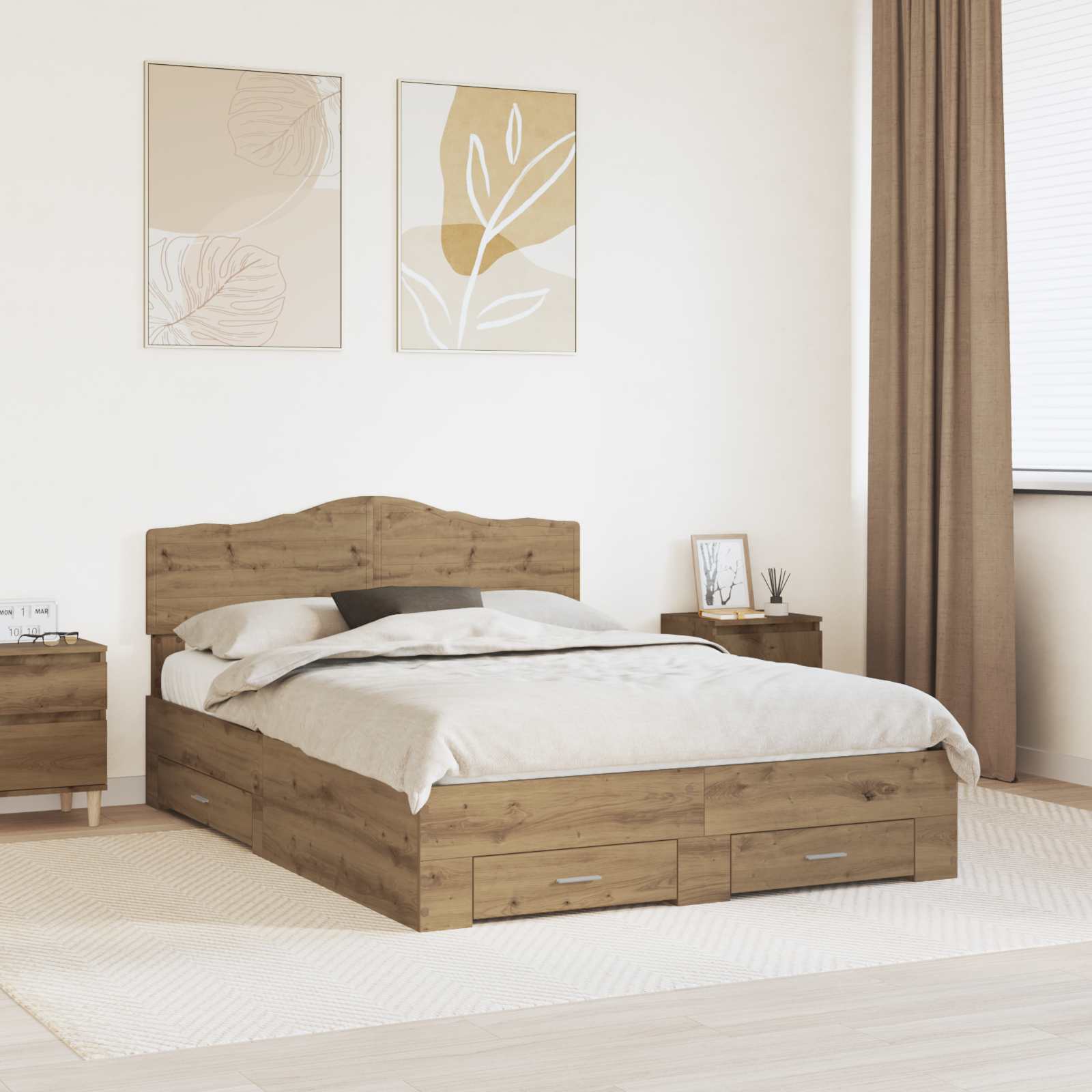 vidaXL Bedframe met lade met opslag Zwart 200 x 200 cm Bewerkt hout