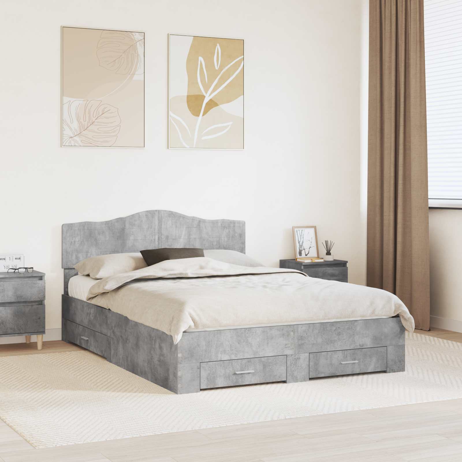 vidaXL Bedframe met lade met opslag Zwart 200 x 200 cm Bewerkt hout