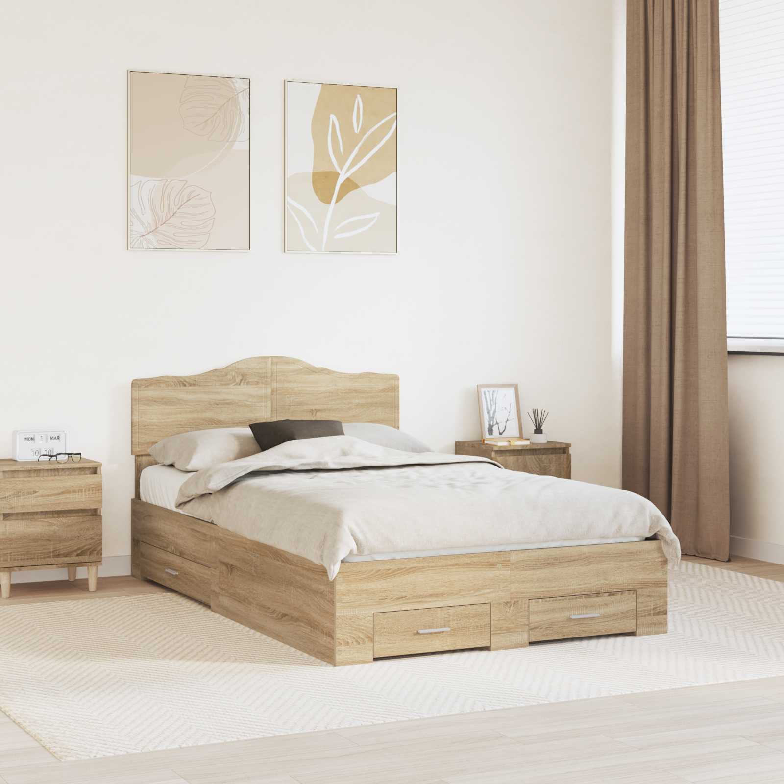 vidaXL Bedframe met lade met opslag Zwart 200 x 200 cm Bewerkt hout
