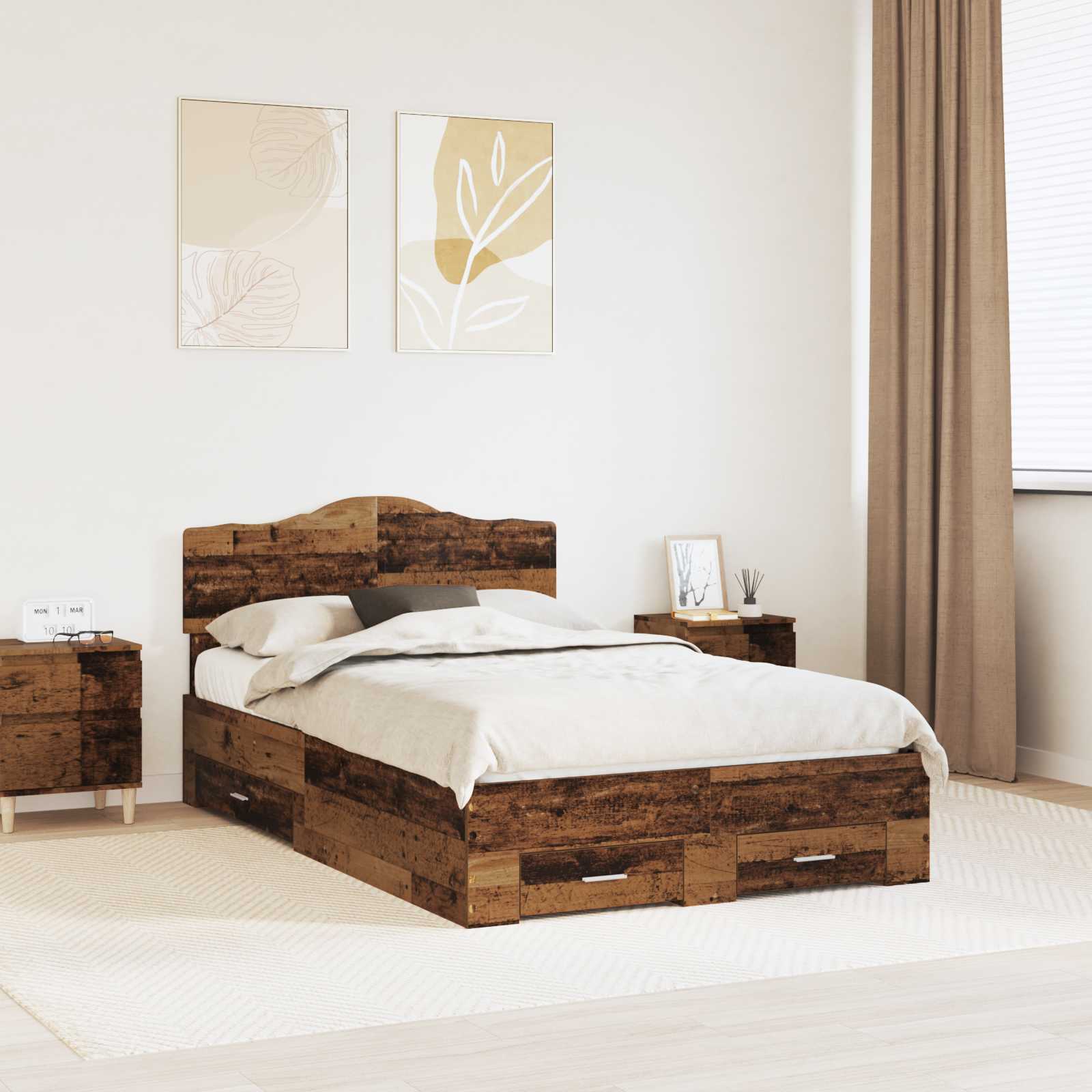 vidaXL Bedframe met lade met opslag Zwart 200 x 200 cm Bewerkt hout