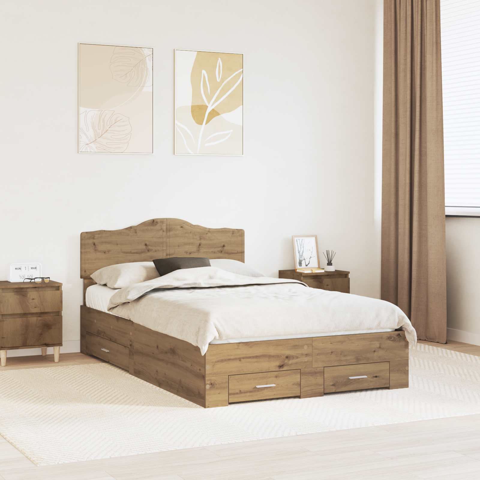 vidaXL Bedframe met lade met opslag Zwart 200 x 200 cm Bewerkt hout