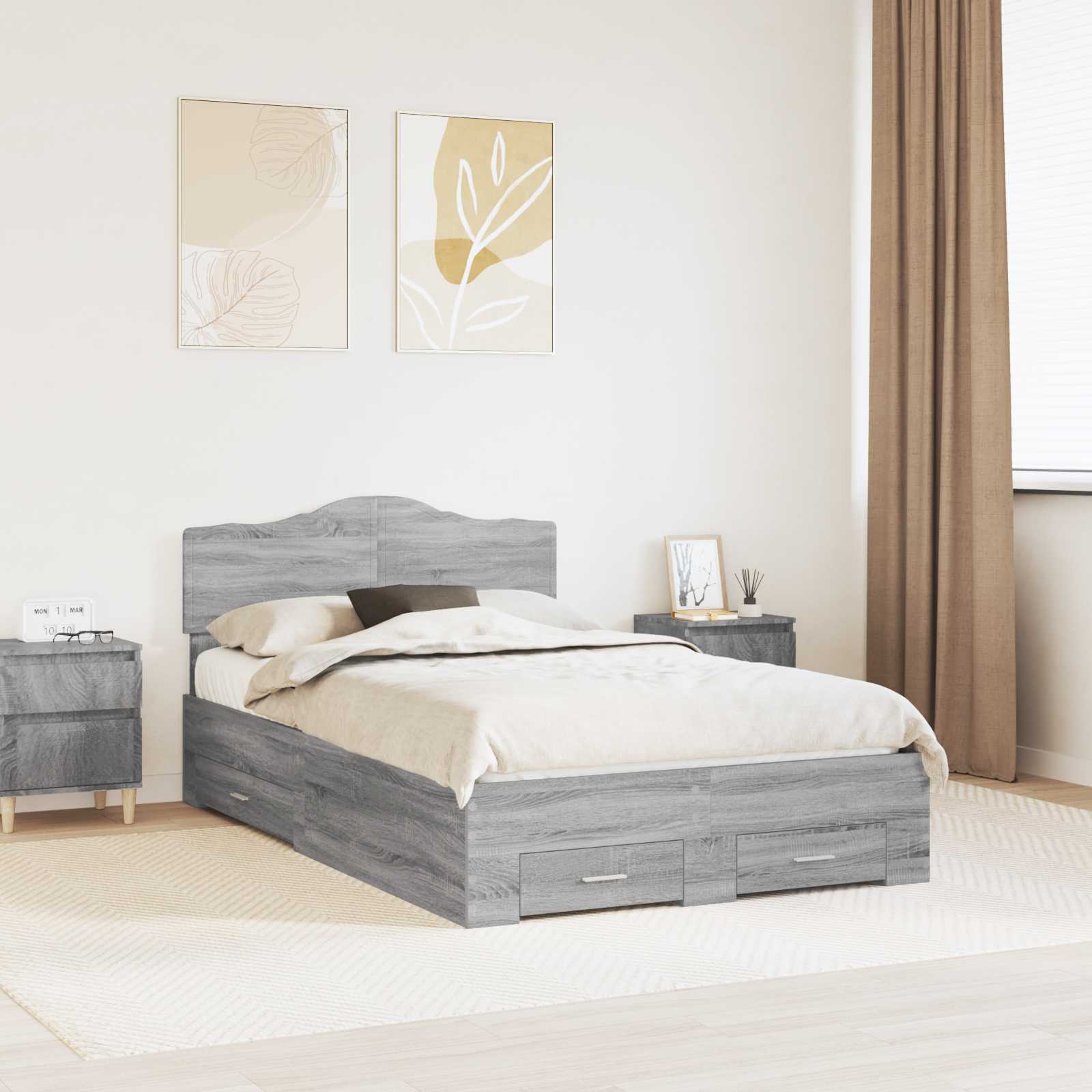 vidaXL Bedframe met lade met opslag Zwart 200 x 200 cm Bewerkt hout