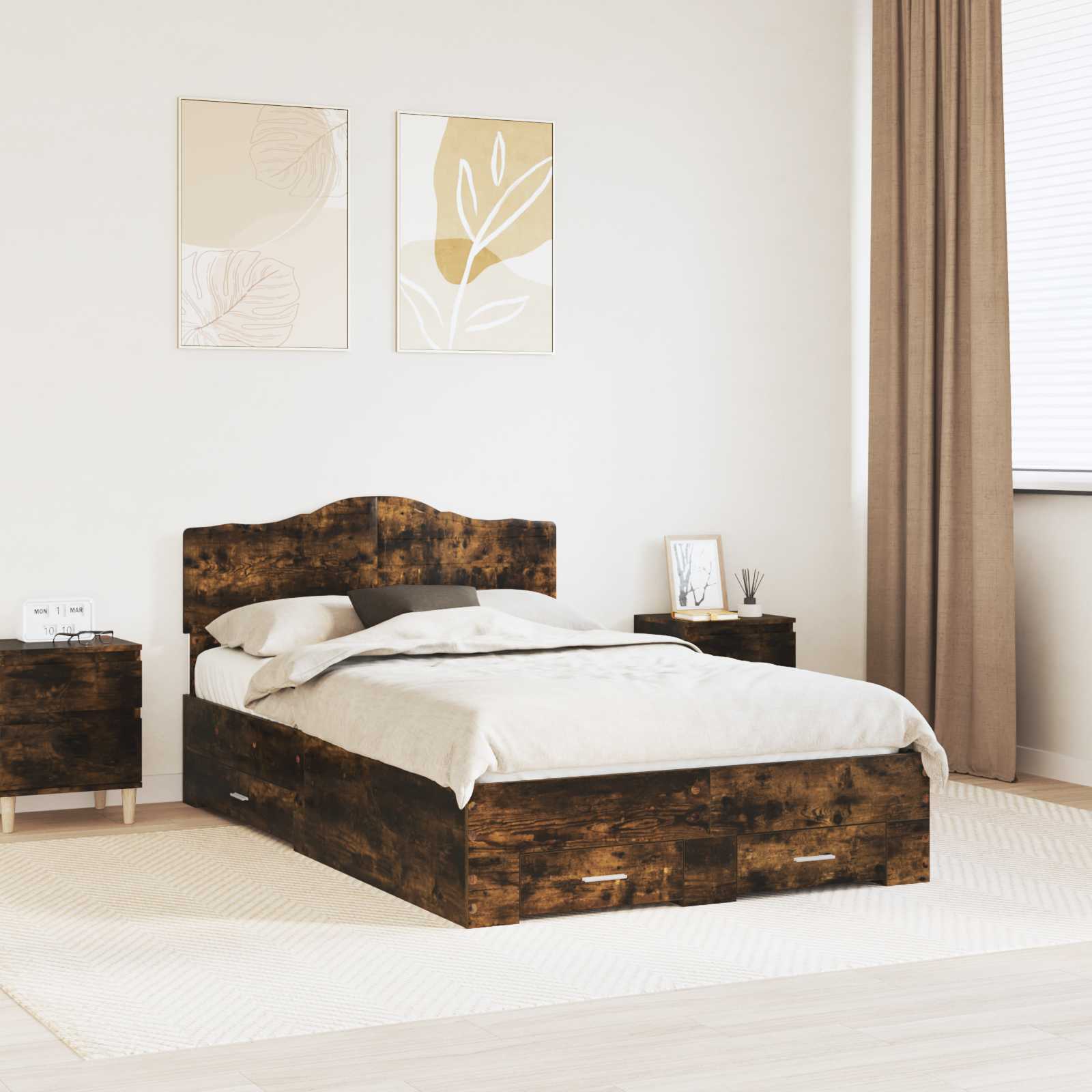 vidaXL Bedframe met lade met opslag Zwart 200 x 200 cm Bewerkt hout