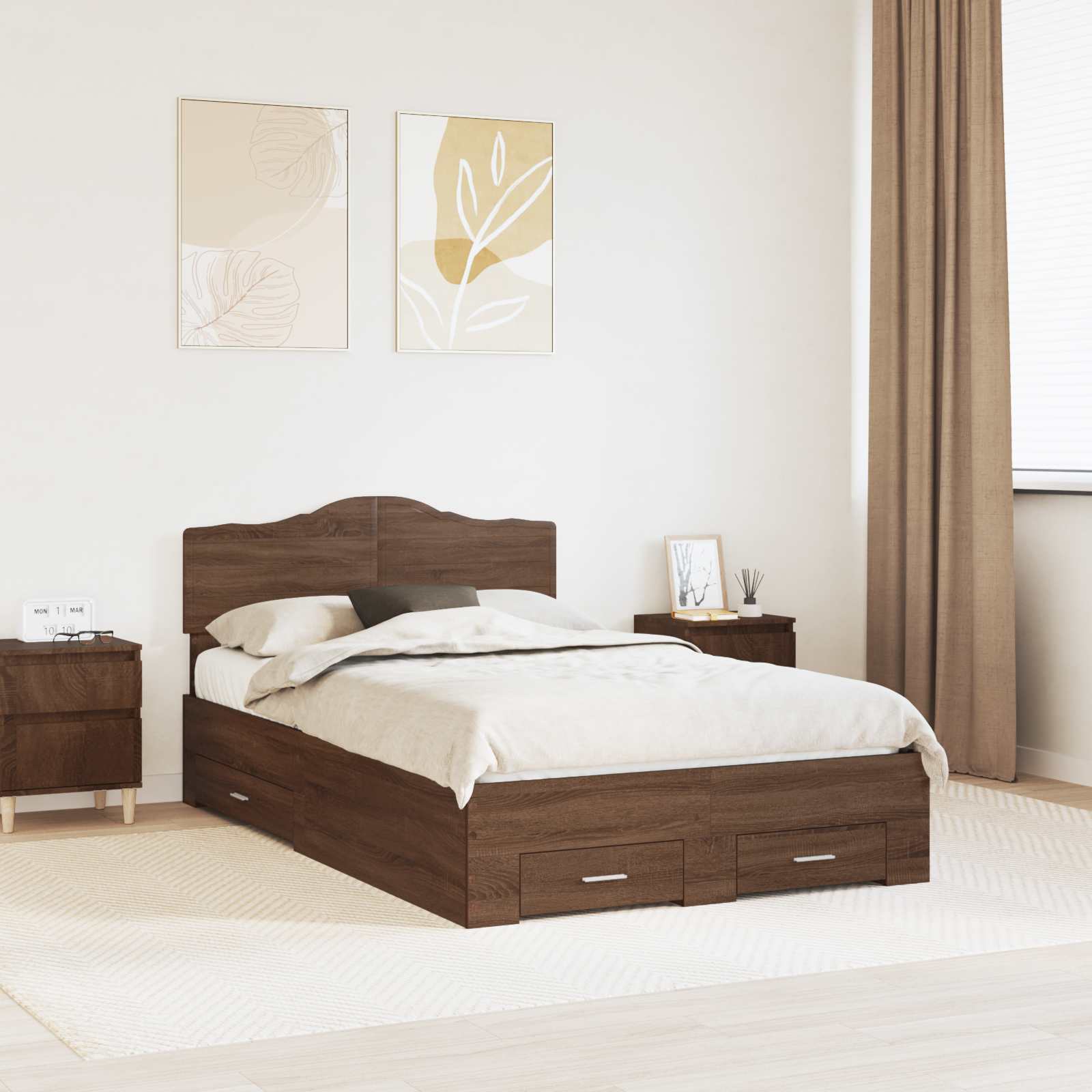 vidaXL Bedframe met lade met opslag Zwart 200 x 200 cm Bewerkt hout