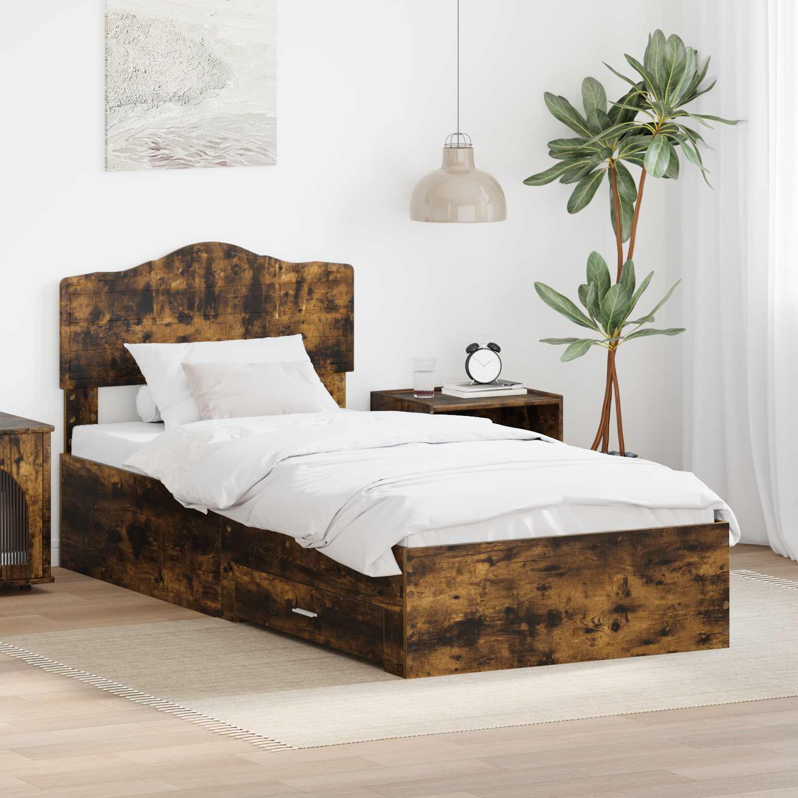 vidaXL Bedframe met lade met opslag Zwart 200 x 200 cm Bewerkt hout