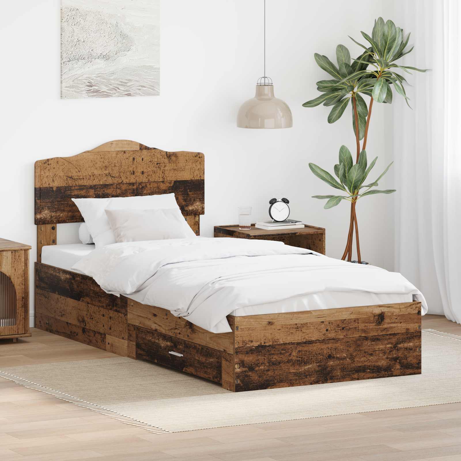 vidaXL Bedframe met lade met opslag Zwart 200 x 200 cm Bewerkt hout