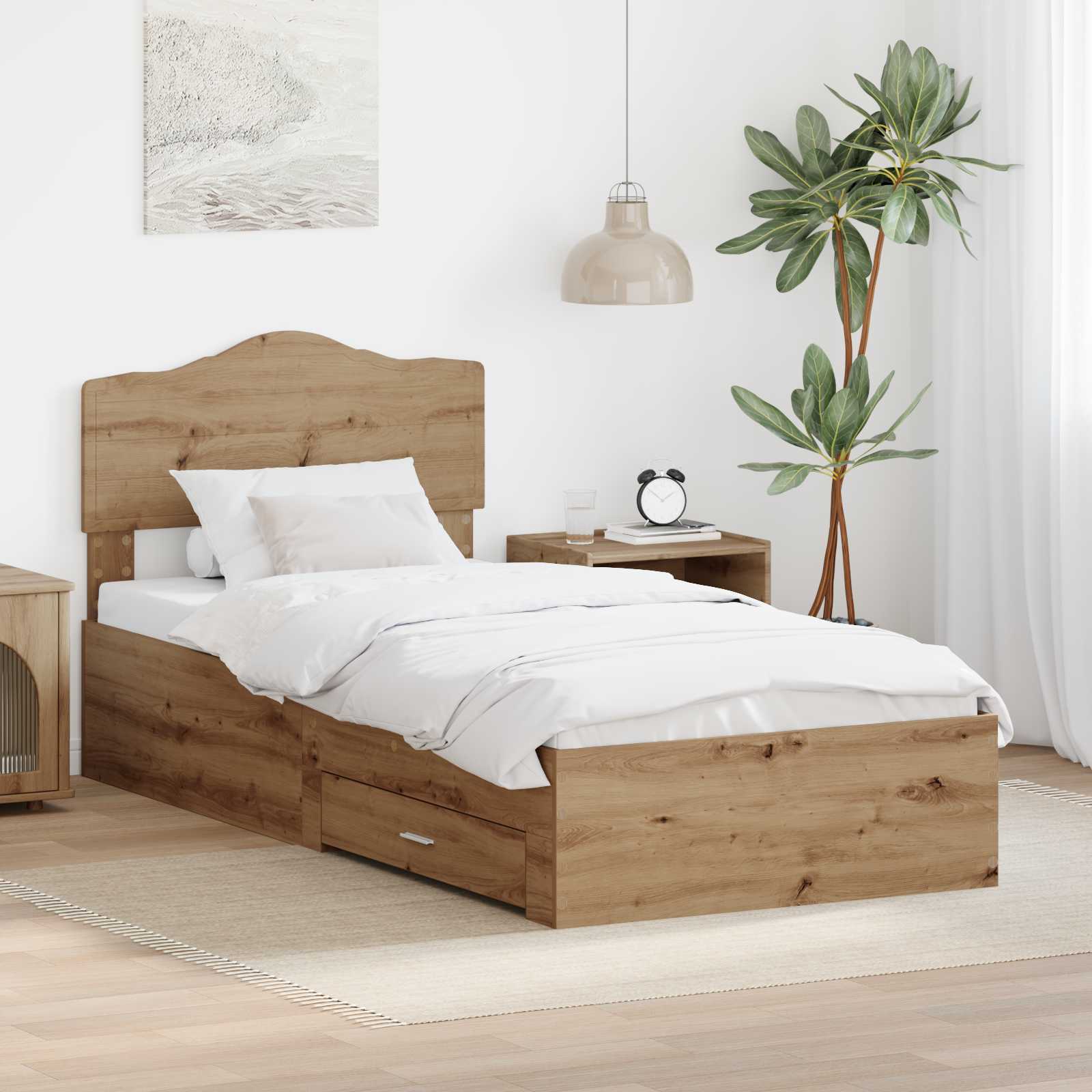 vidaXL Bedframe met lade met opslag Zwart 200 x 200 cm Bewerkt hout