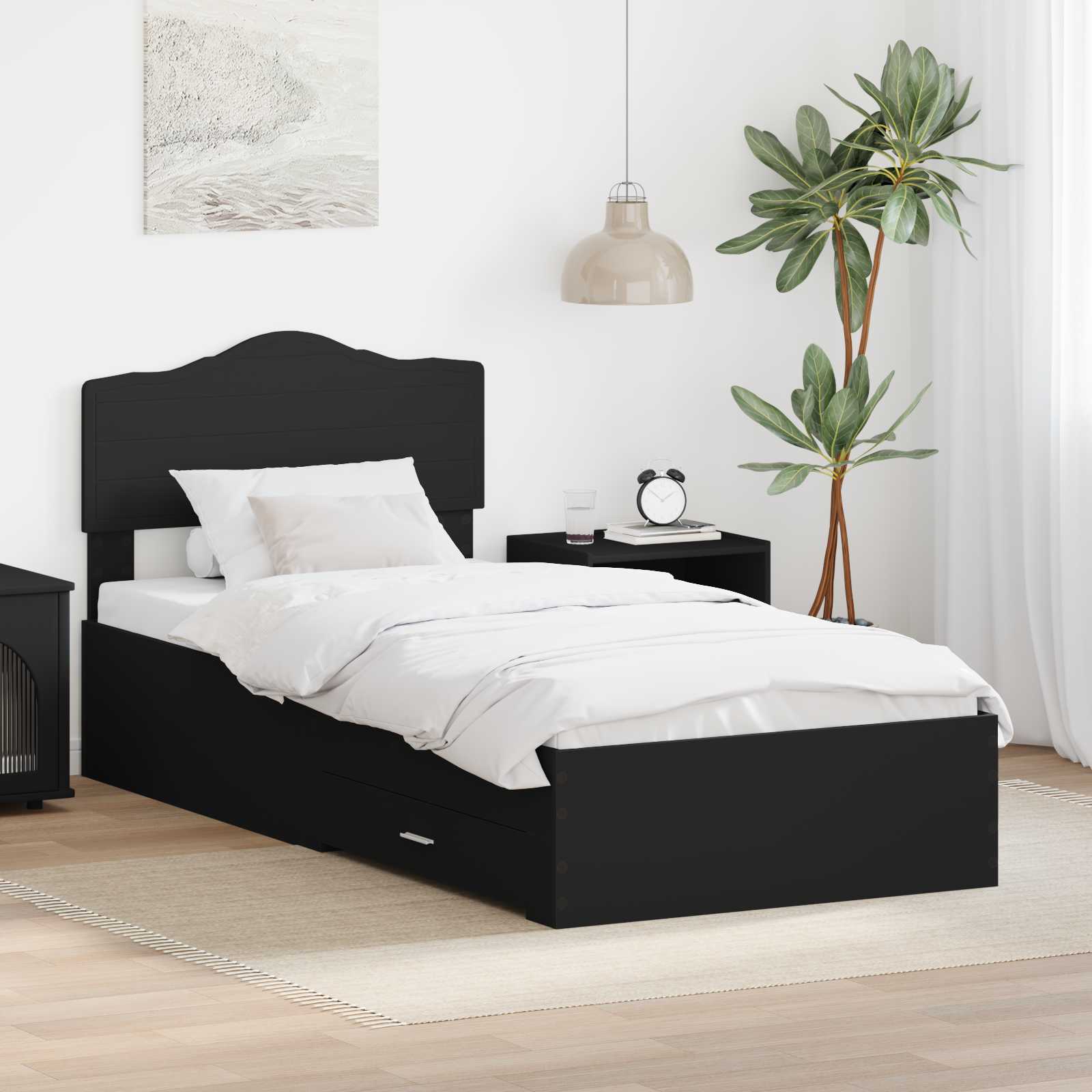 vidaXL Bedframe met lade met opslag Zwart 200 x 200 cm Bewerkt hout