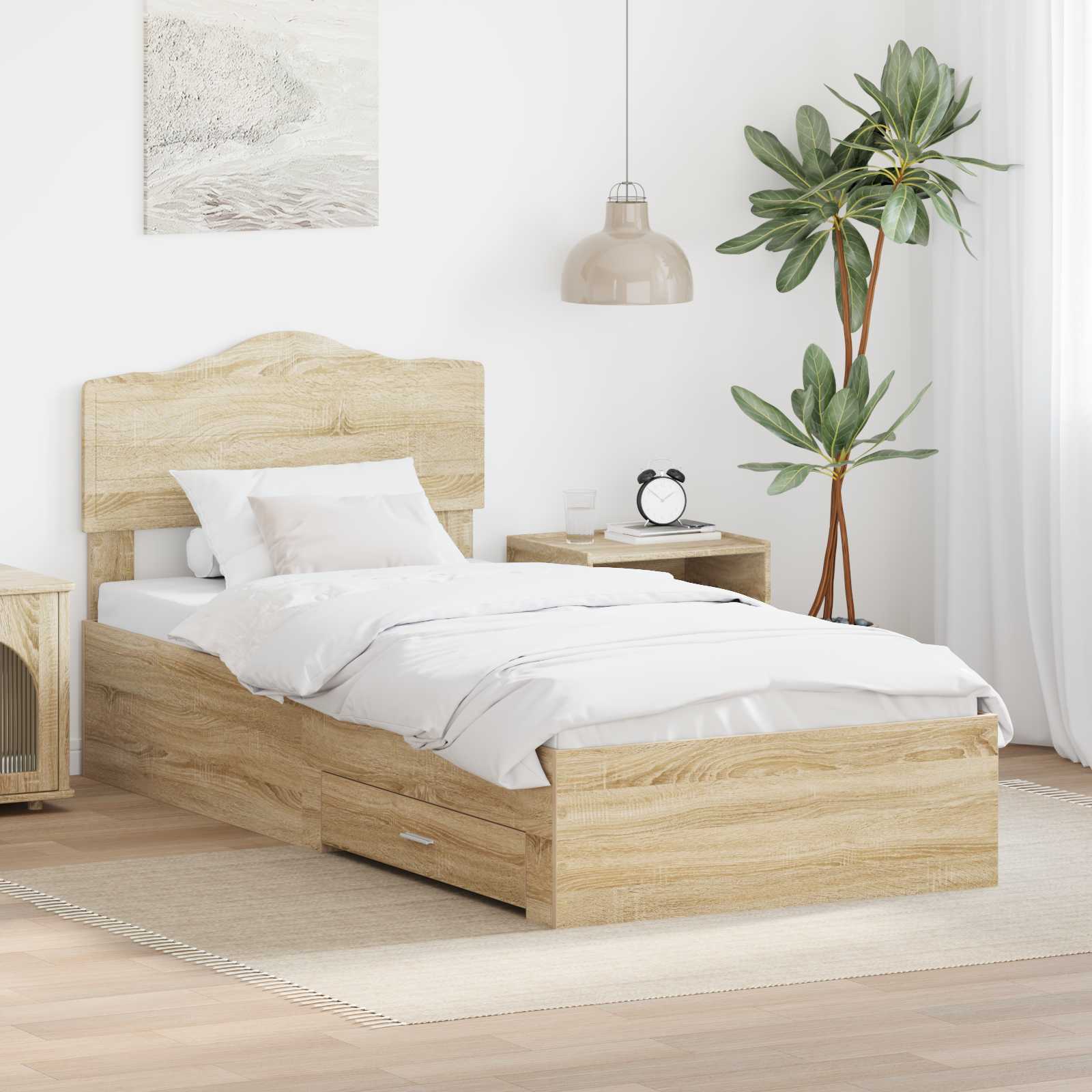 vidaXL Bedframe met lade met opslag Zwart 200 x 200 cm Bewerkt hout