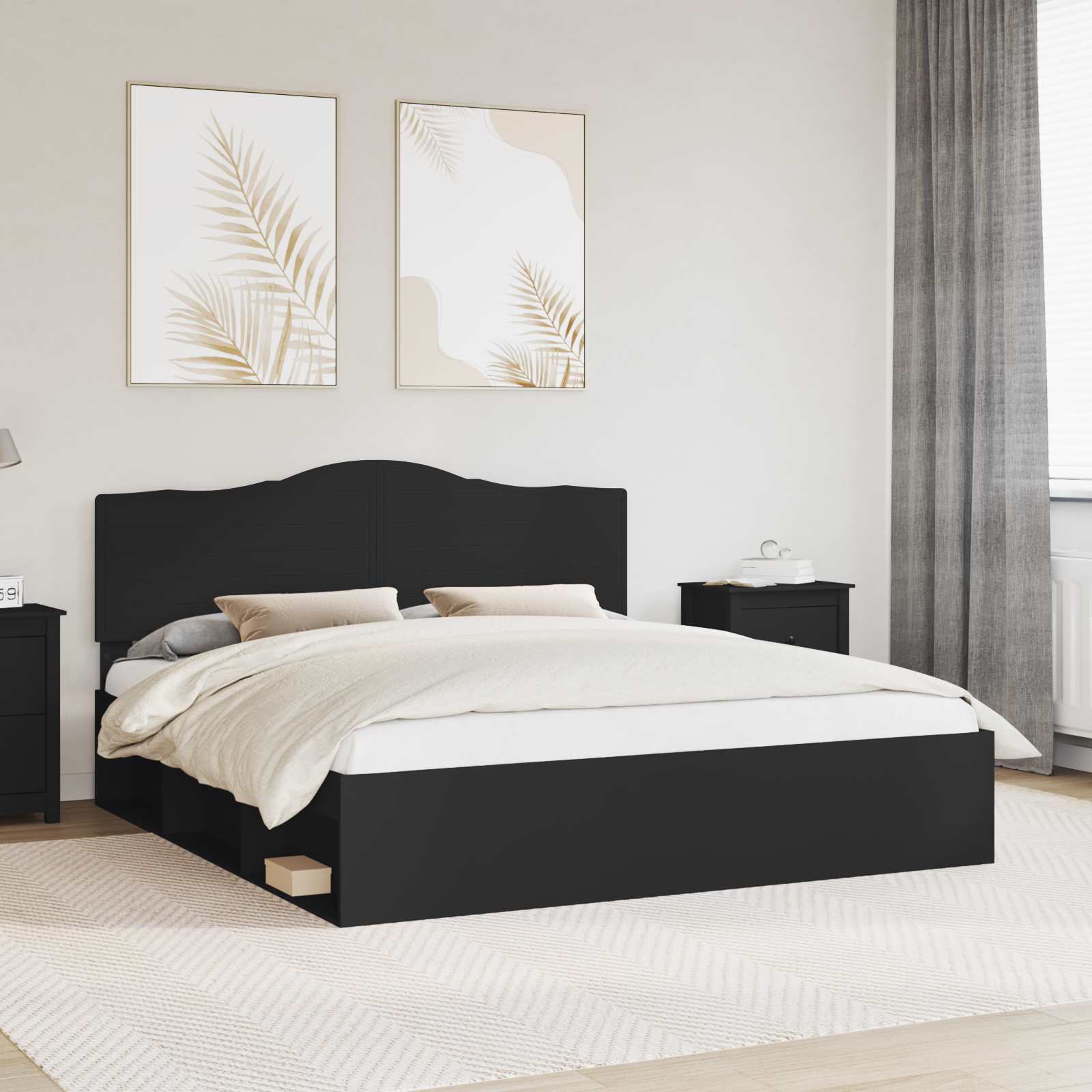 vidaXL Bedframe met hoofdeinde Wit 200 x 200 cm Massief grenenhout