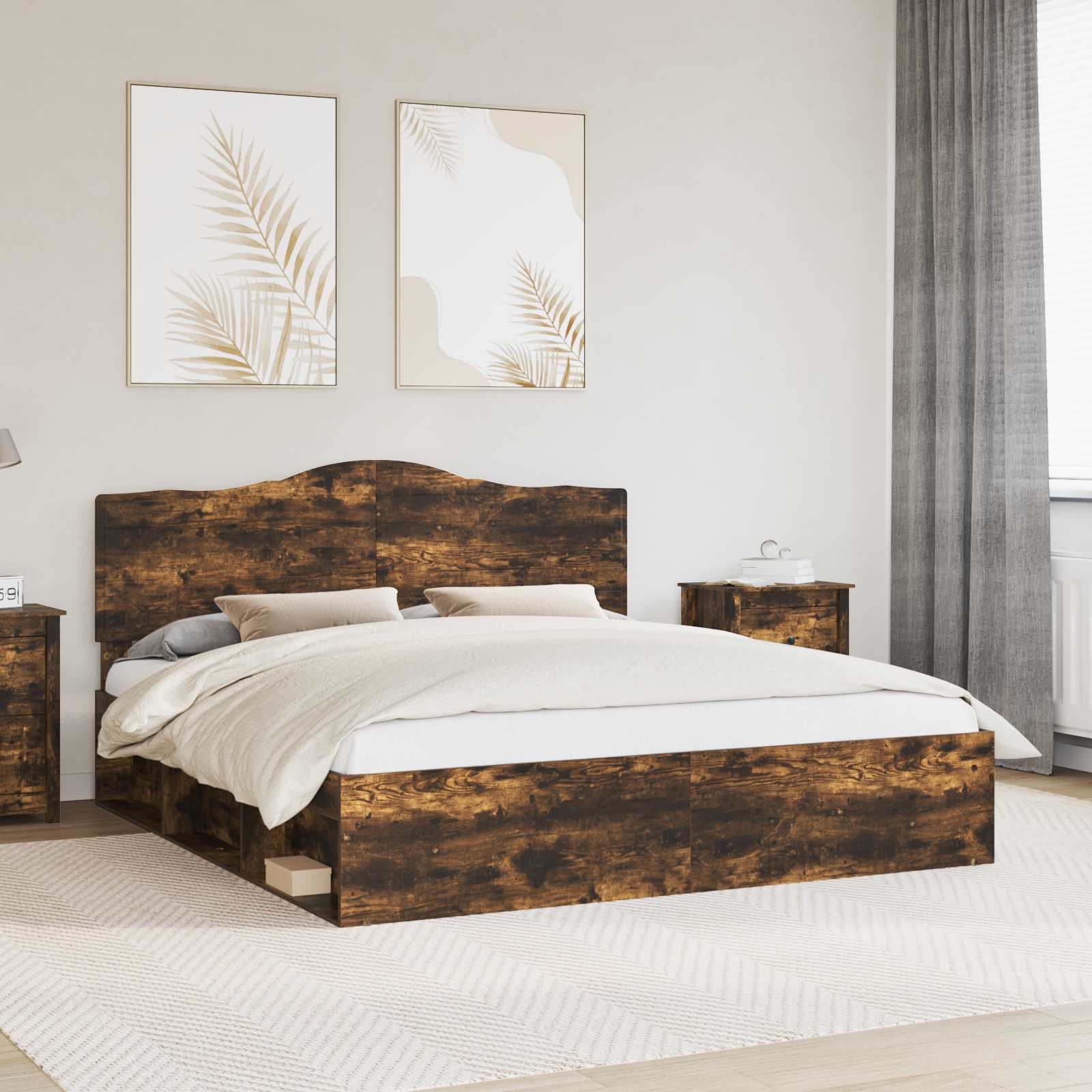 vidaXL Bedframe met hoofdeinde Wit 200 x 200 cm Massief grenenhout