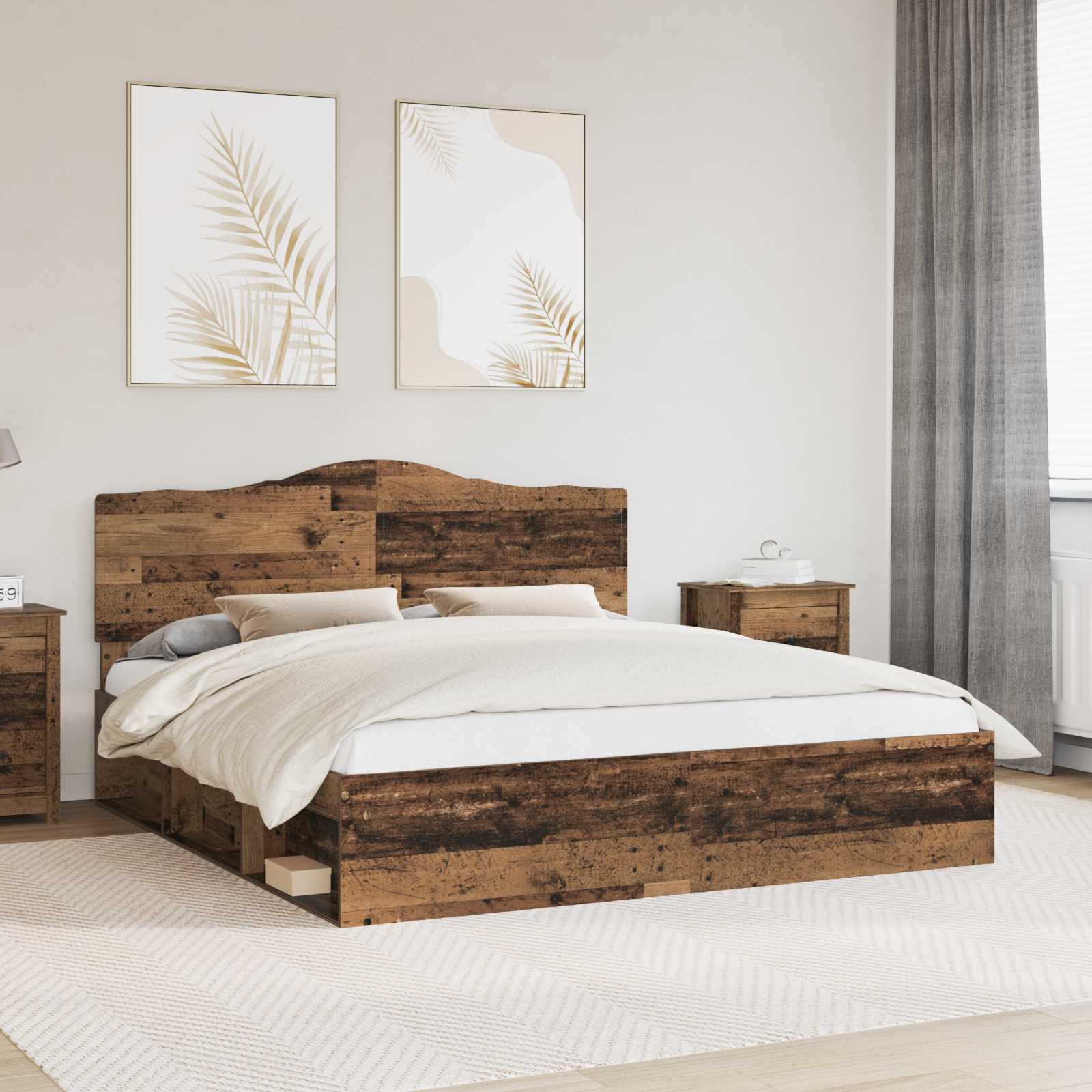 vidaXL Bedframe met hoofdeinde Wit 200 x 200 cm Massief grenenhout