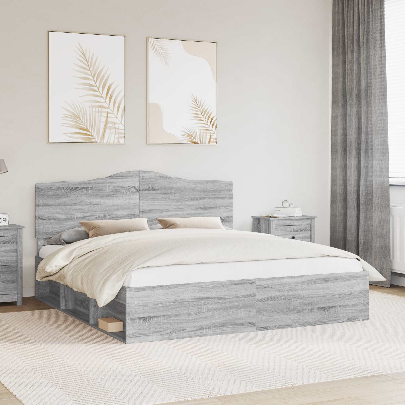 vidaXL Bedframe met hoofdeinde Wit 200 x 200 cm Massief grenenhout