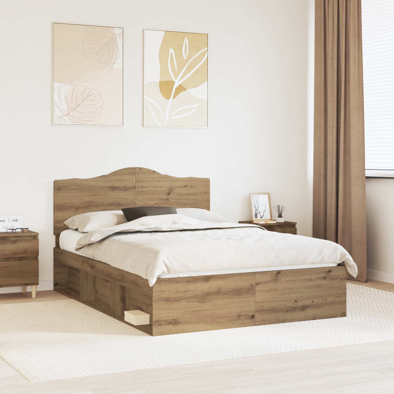 vidaXL Bedframe met hoofdeinde Wit 200 x 200 cm Massief grenenhout