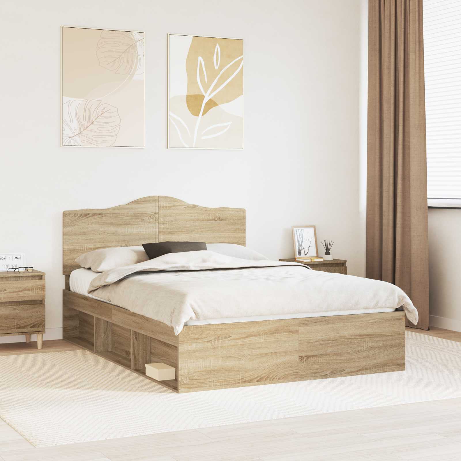 vidaXL Bedframe met hoofdeinde Wit 200 x 200 cm Massief grenenhout