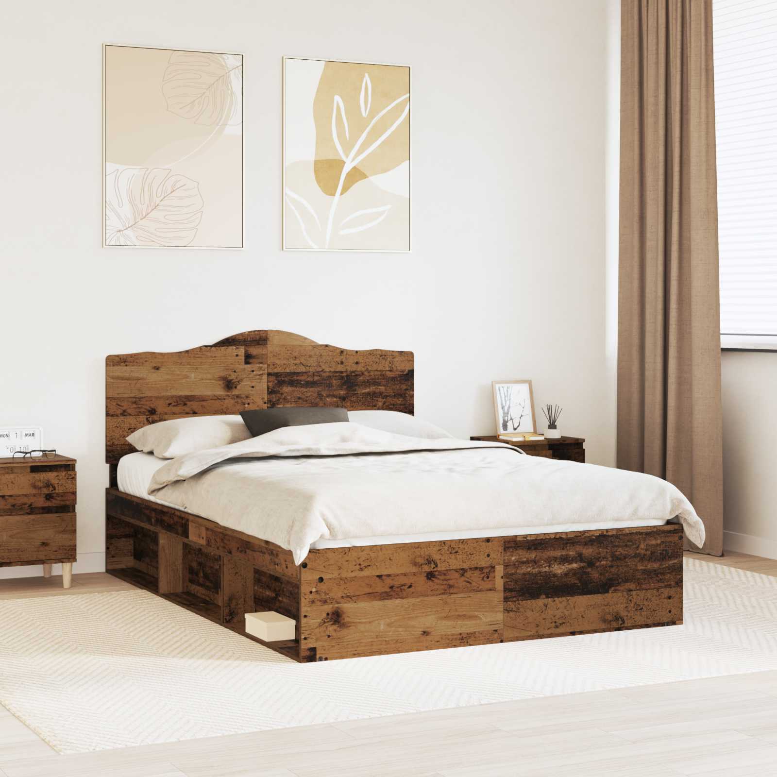 vidaXL Bedframe met hoofdeinde Wit 200 x 200 cm Massief grenenhout
