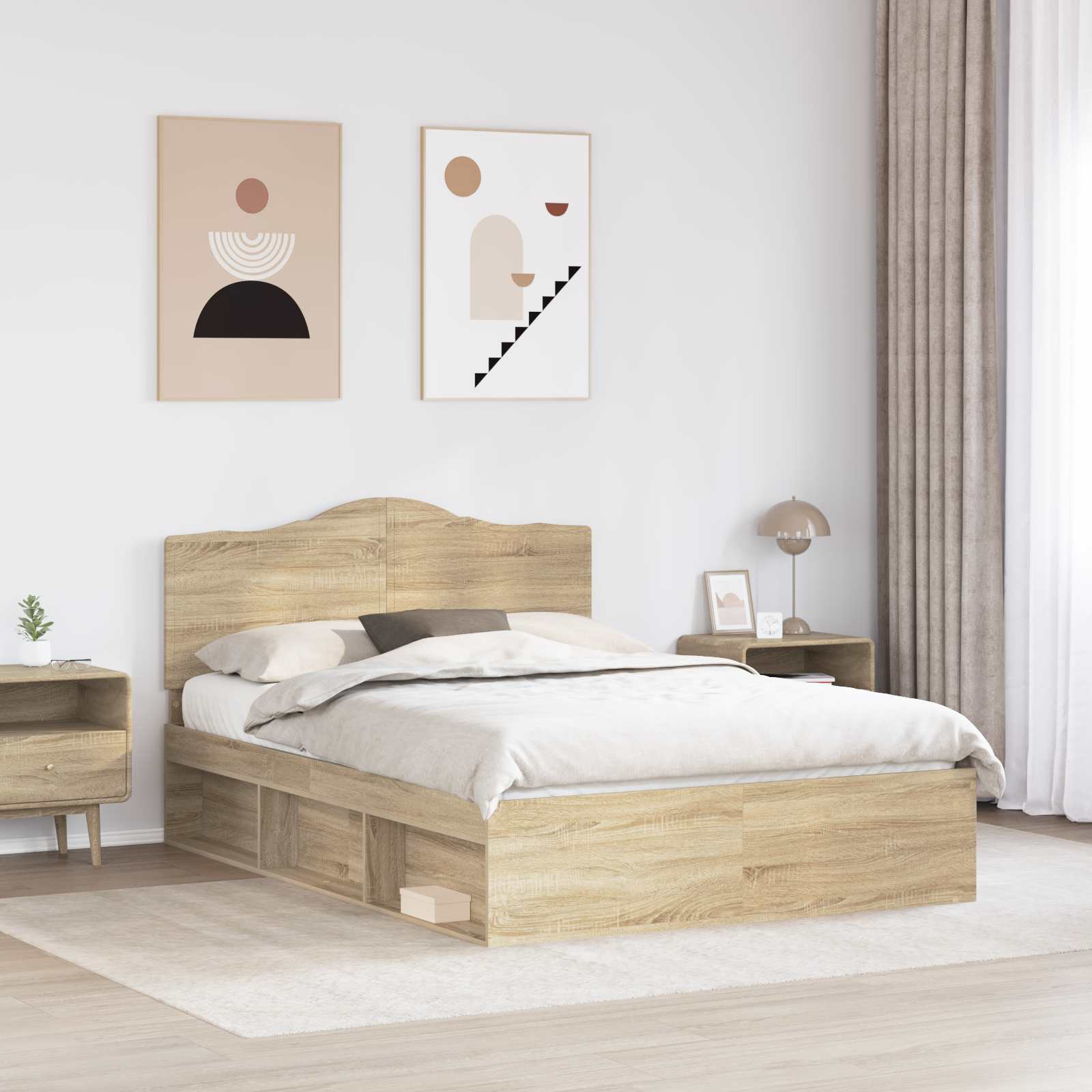 vidaXL Bedframe met hoofdeinde Wit 200 x 200 cm Massief grenenhout