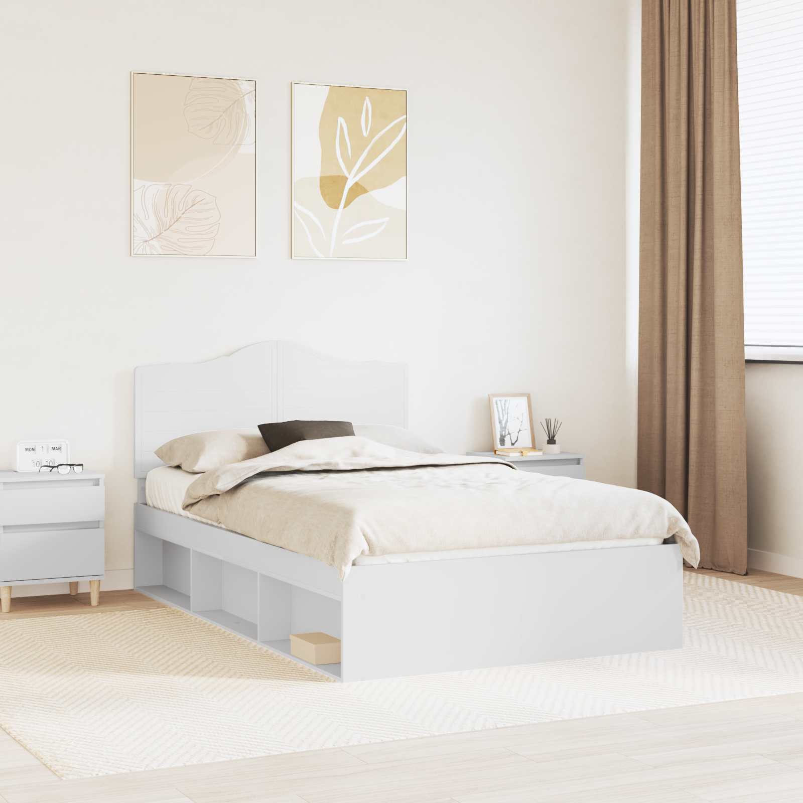 vidaXL Bedframe met hoofdeinde Wit 200 x 200 cm Massief grenenhout