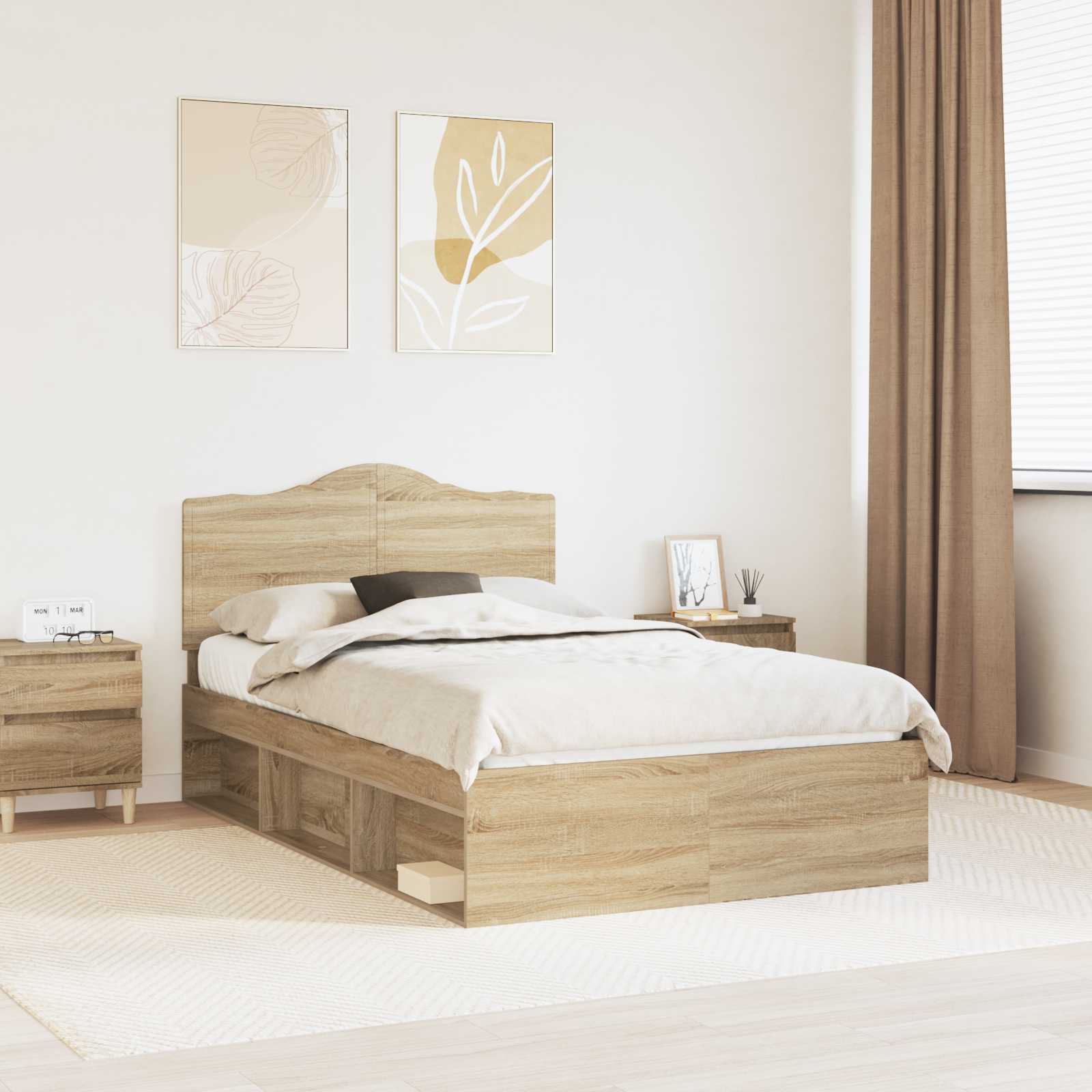 vidaXL Bedframe met hoofdeinde Wit 200 x 200 cm Massief grenenhout