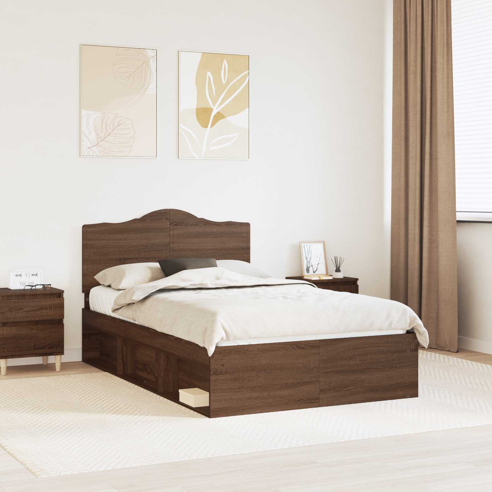 vidaXL Bedframe met hoofdeinde Wit 200 x 200 cm Massief grenenhout