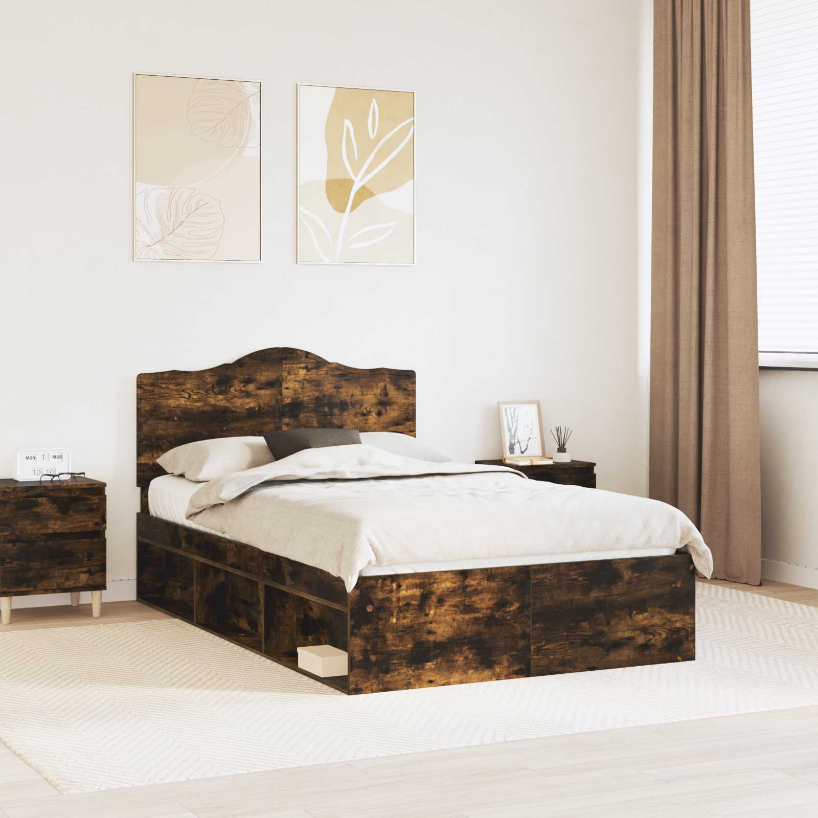 vidaXL Bedframe met hoofdeinde Wit 200 x 200 cm Massief grenenhout