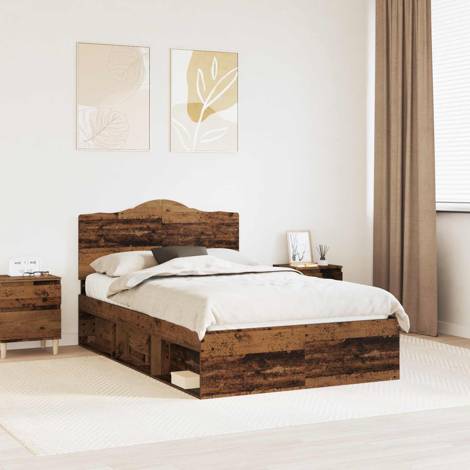 vidaXL Bedframe met hoofdeinde Wit 200 x 200 cm Massief grenenhout