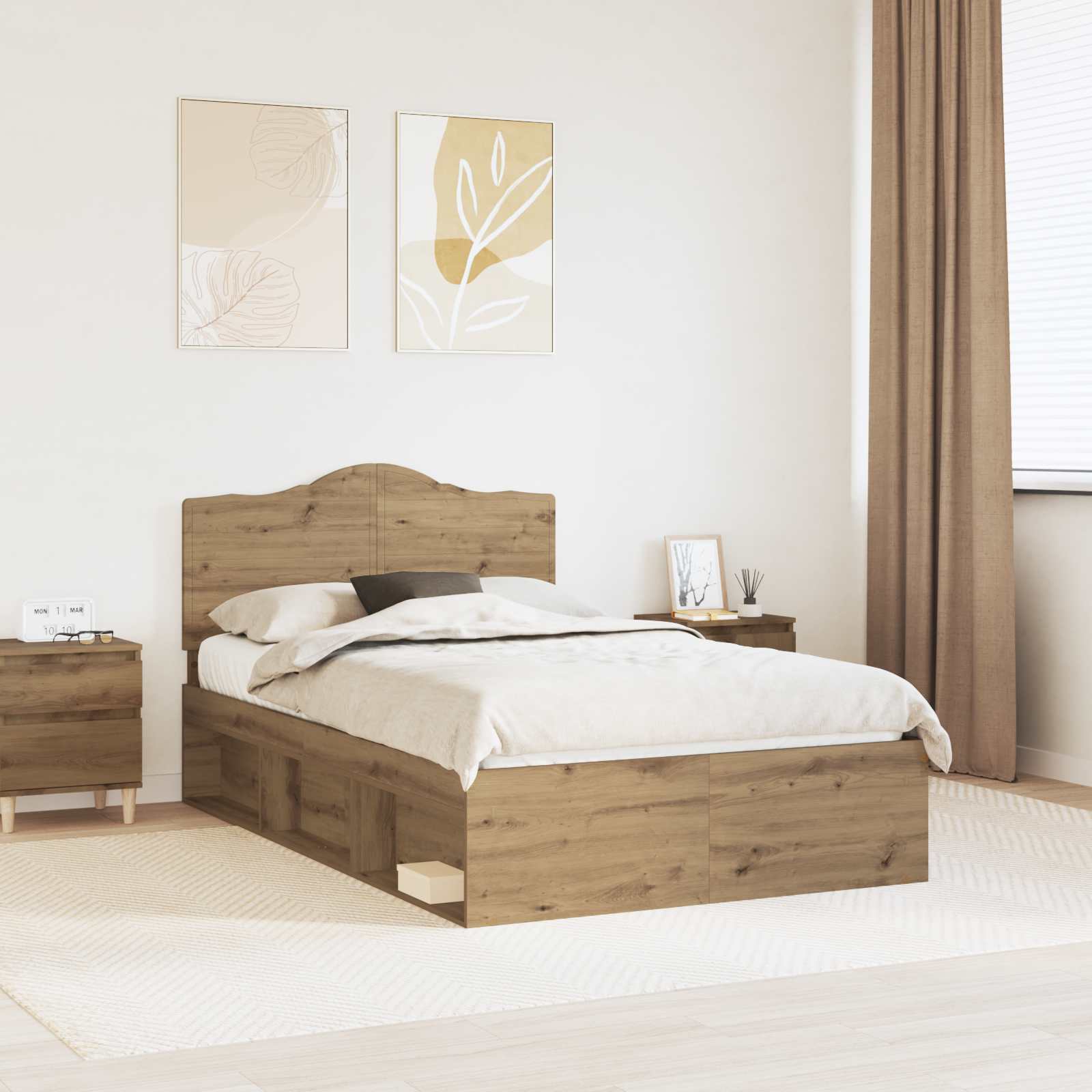vidaXL Bedframe met hoofdeinde Wit 200 x 200 cm Massief grenenhout
