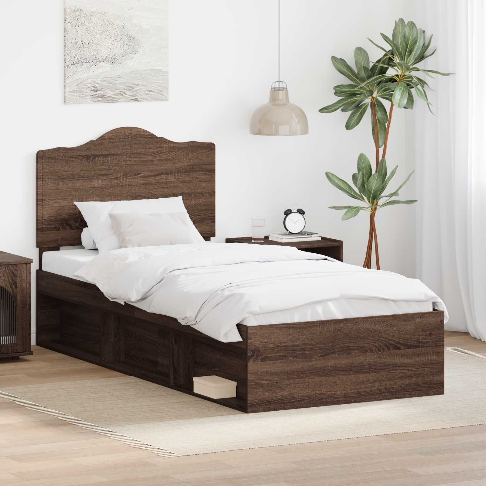 vidaXL Bedframe met hoofdeinde Wit 200 x 200 cm Massief grenenhout