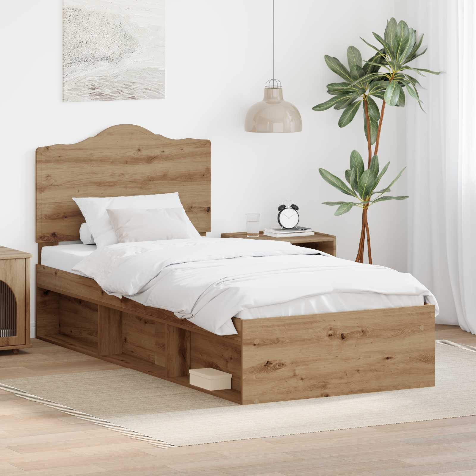 vidaXL Bedframe met hoofdeinde Wit 200 x 200 cm Massief grenenhout